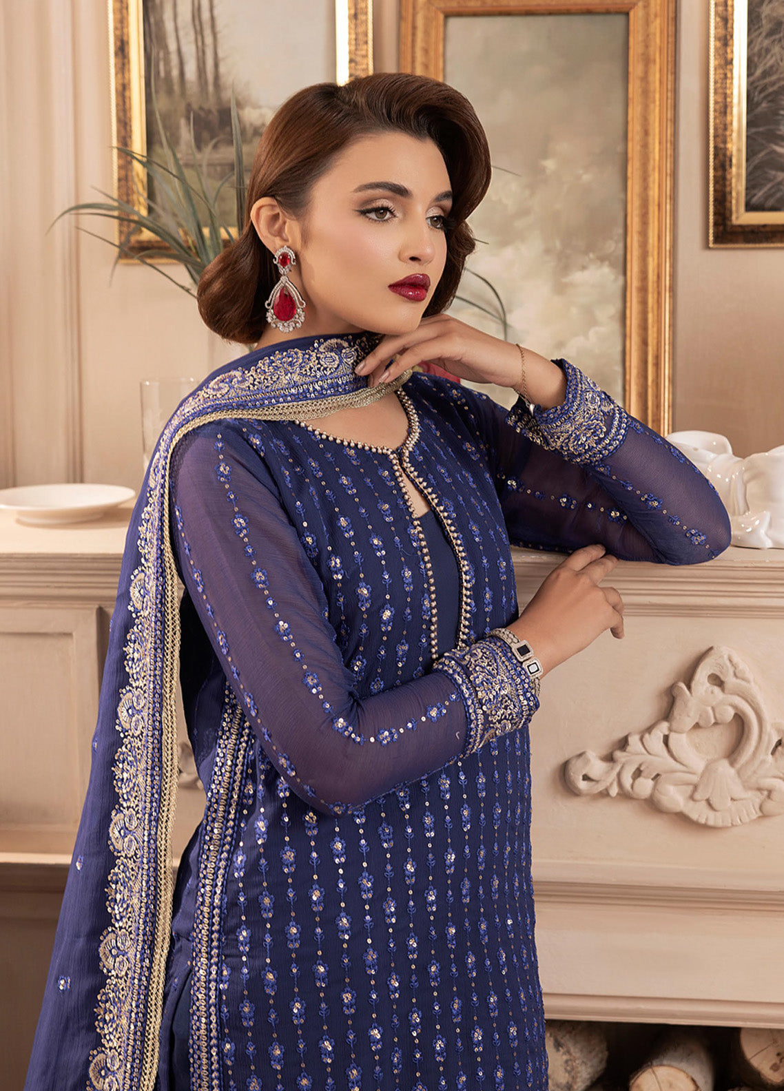 Elyssa By Sahane Embroidered Chiffon 3 Piece Unstitched Suit SNE25EF D-CT-19002 ELLE Elyssa By Sahane Embroidered Chiffon 3 Piece Unstitched Suit SNE25EF D-CT-19002 ELLE