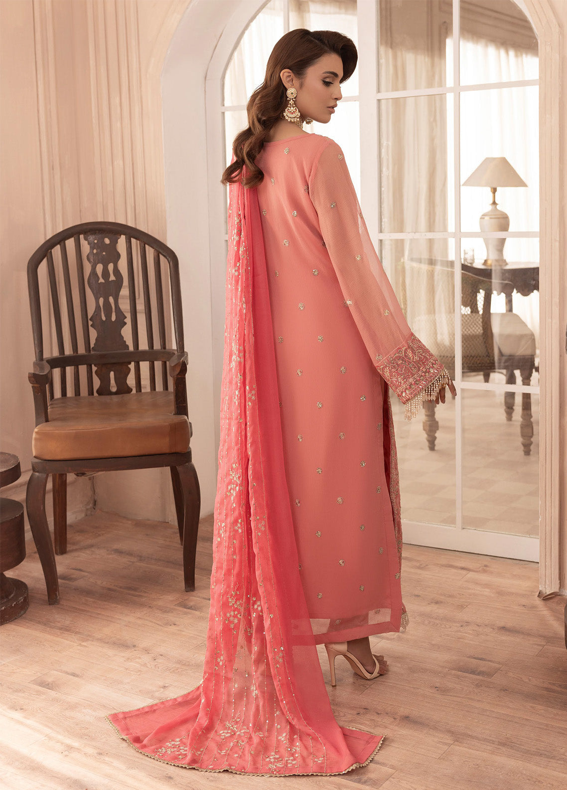 Elyssa By Sahane Embroidered Chiffon 3 Piece Unstitched Suit SNE25EF D-CT-19003 ROSA Elyssa By Sahane Embroidered Chiffon 3 Piece Unstitched Suit SNE25EF D-CT-19003 ROSA
