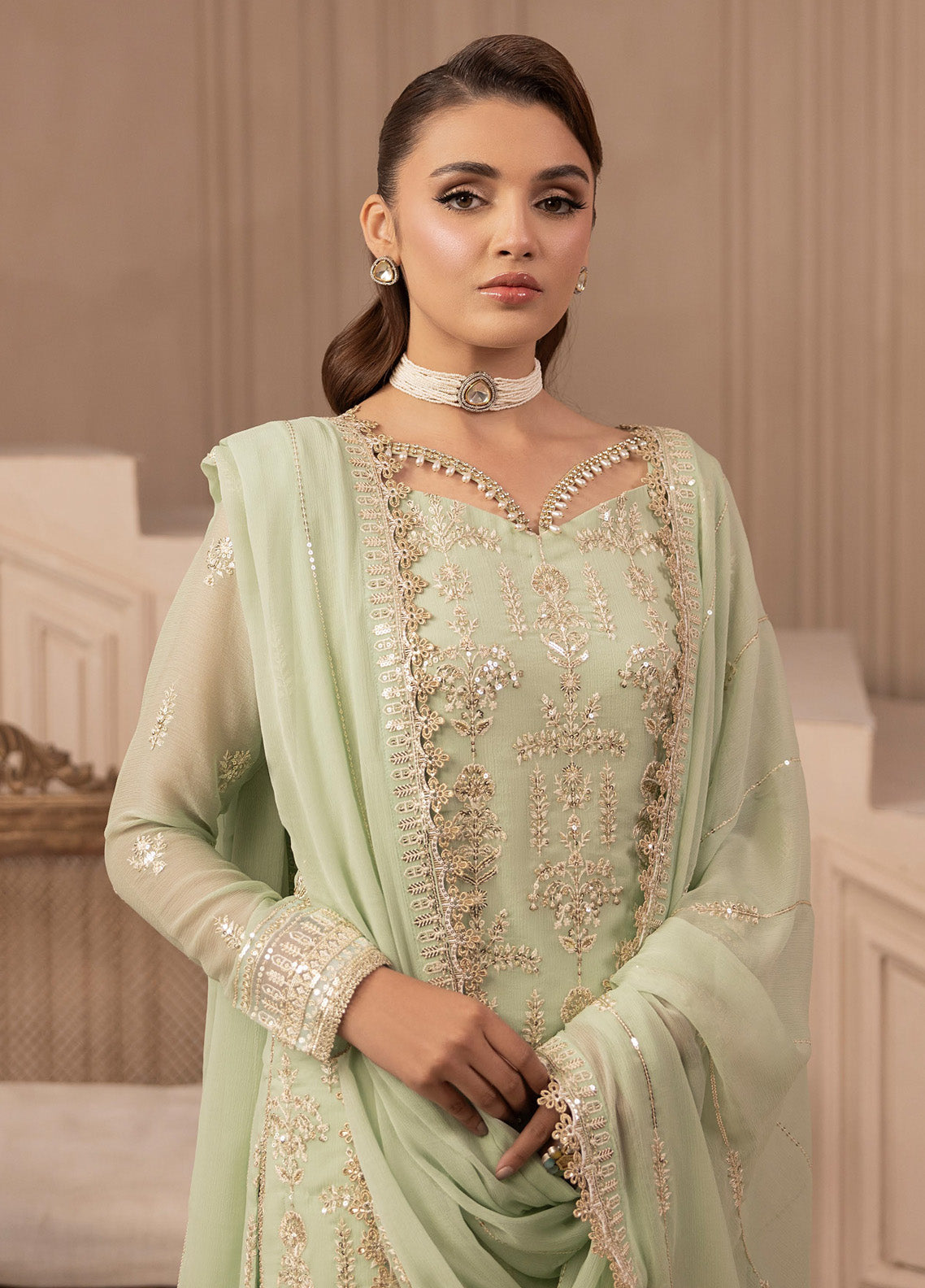 Elyssa By Sahane Embroidered Chiffon 3 Piece Unstitched Suit SNE25EF D-CT-19004 EMERA Elyssa By Sahane Embroidered Chiffon 3 Piece Unstitched Suit SNE25EF D-CT-19004 EMERA