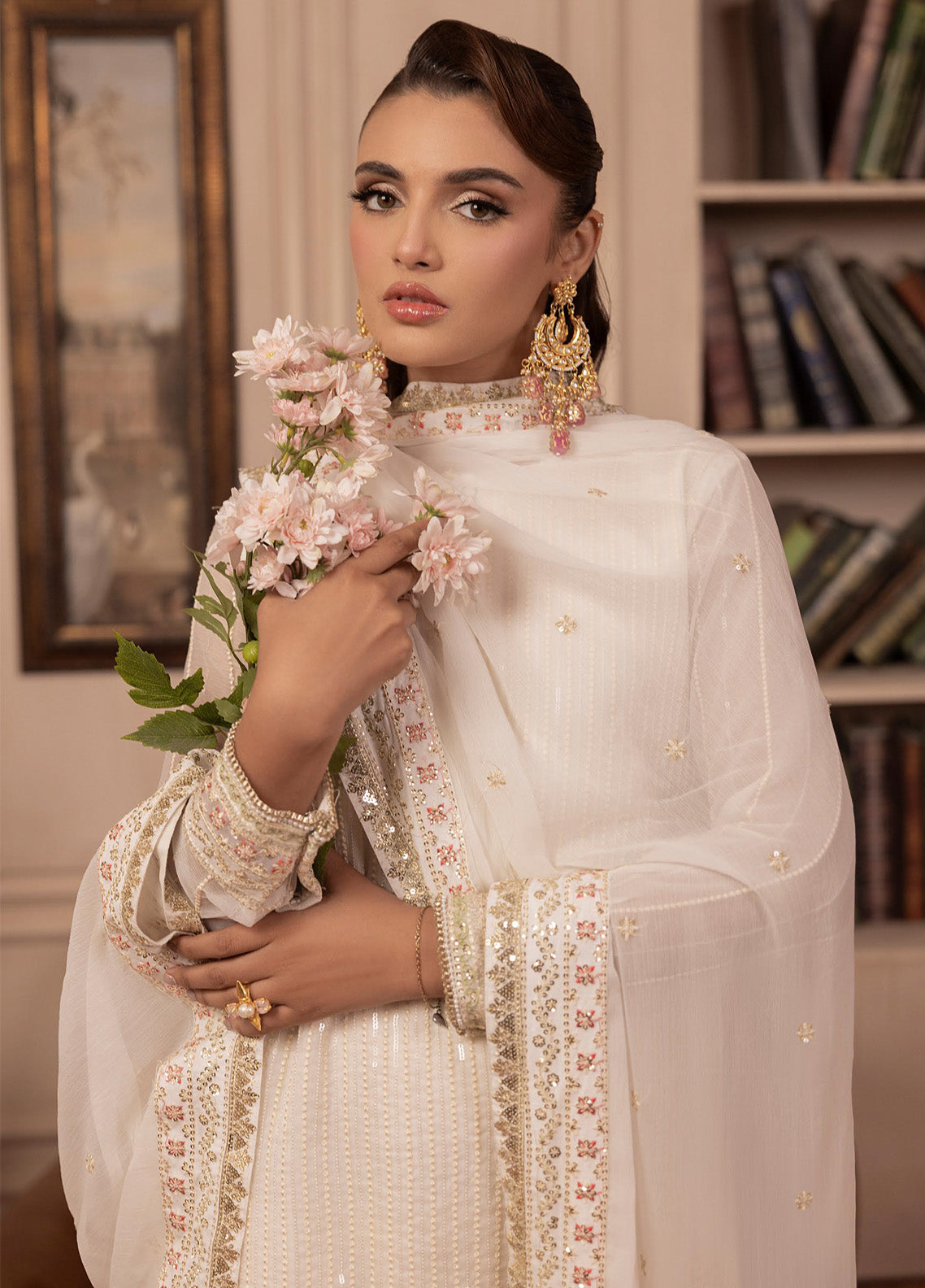 Elyssa By Sahane Embroidered Chiffon 3 Piece Unstitched Suit SNE25EF D-CT-19005 PERLE Elyssa By Sahane Embroidered Chiffon 3 Piece Unstitched Suit SNE25EF D-CT-19005 PERLE