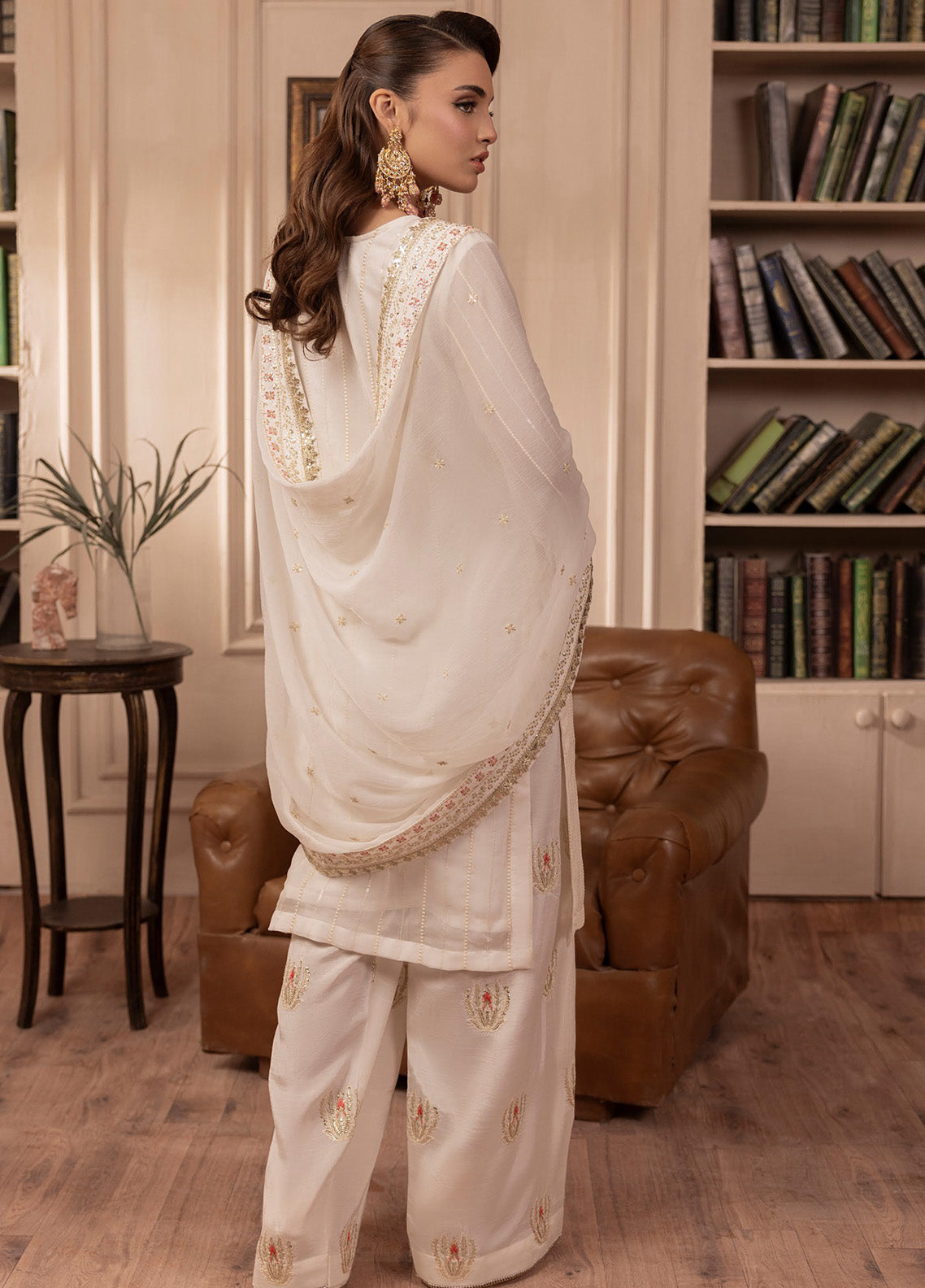 Elyssa By Sahane Embroidered Chiffon 3 Piece Unstitched Suit SNE25EF D-CT-19005 PERLE Elyssa By Sahane Embroidered Chiffon 3 Piece Unstitched Suit SNE25EF D-CT-19005 PERLE