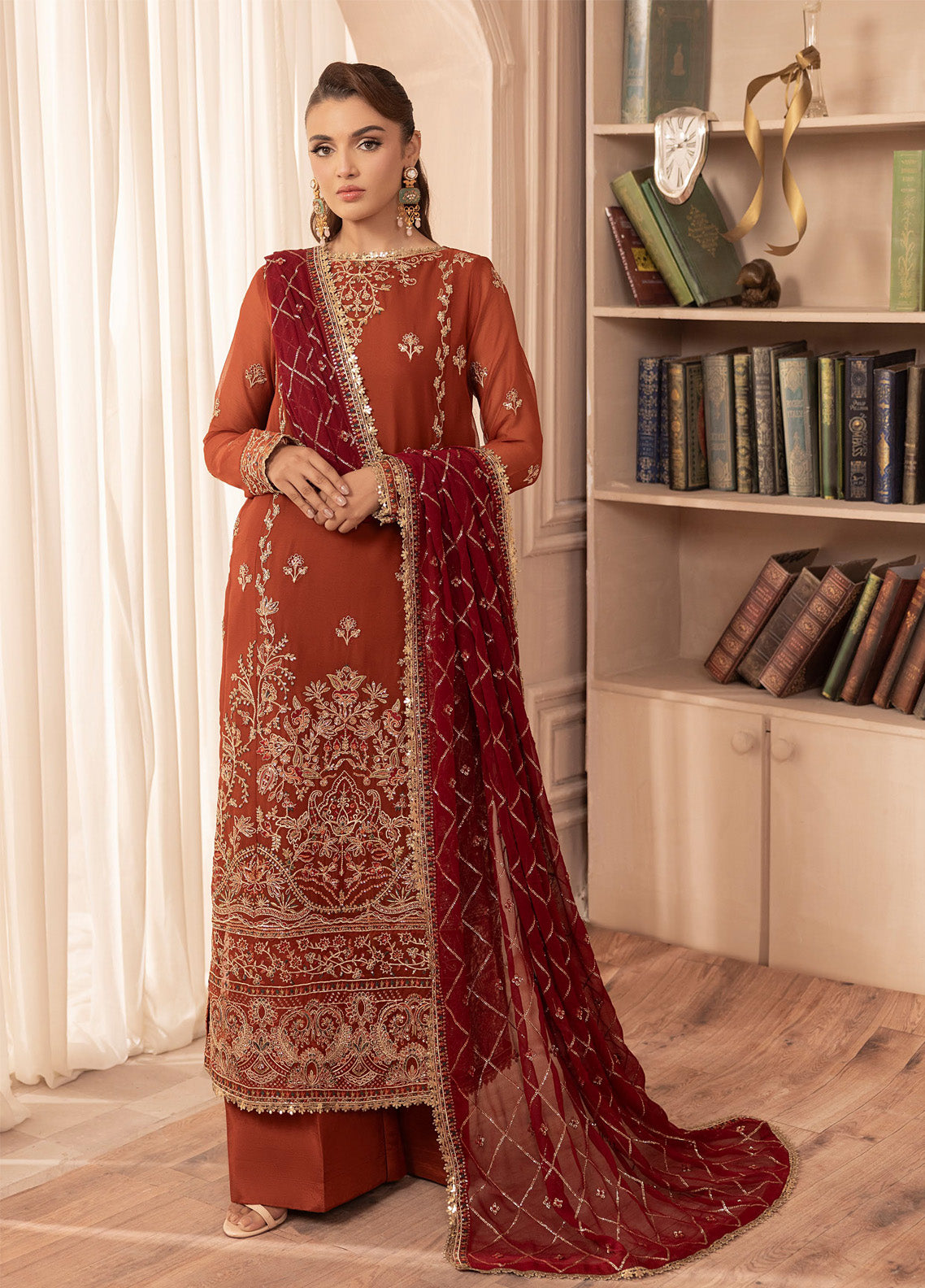 Elyssa By Sahane Embroidered Chiffon 3 Piece Unstitched Suit SNE25EF D-CT-19007 DUNE Elyssa By Sahane Embroidered Chiffon 3 Piece Unstitched Suit SNE25EF D-CT-19007 DUNE