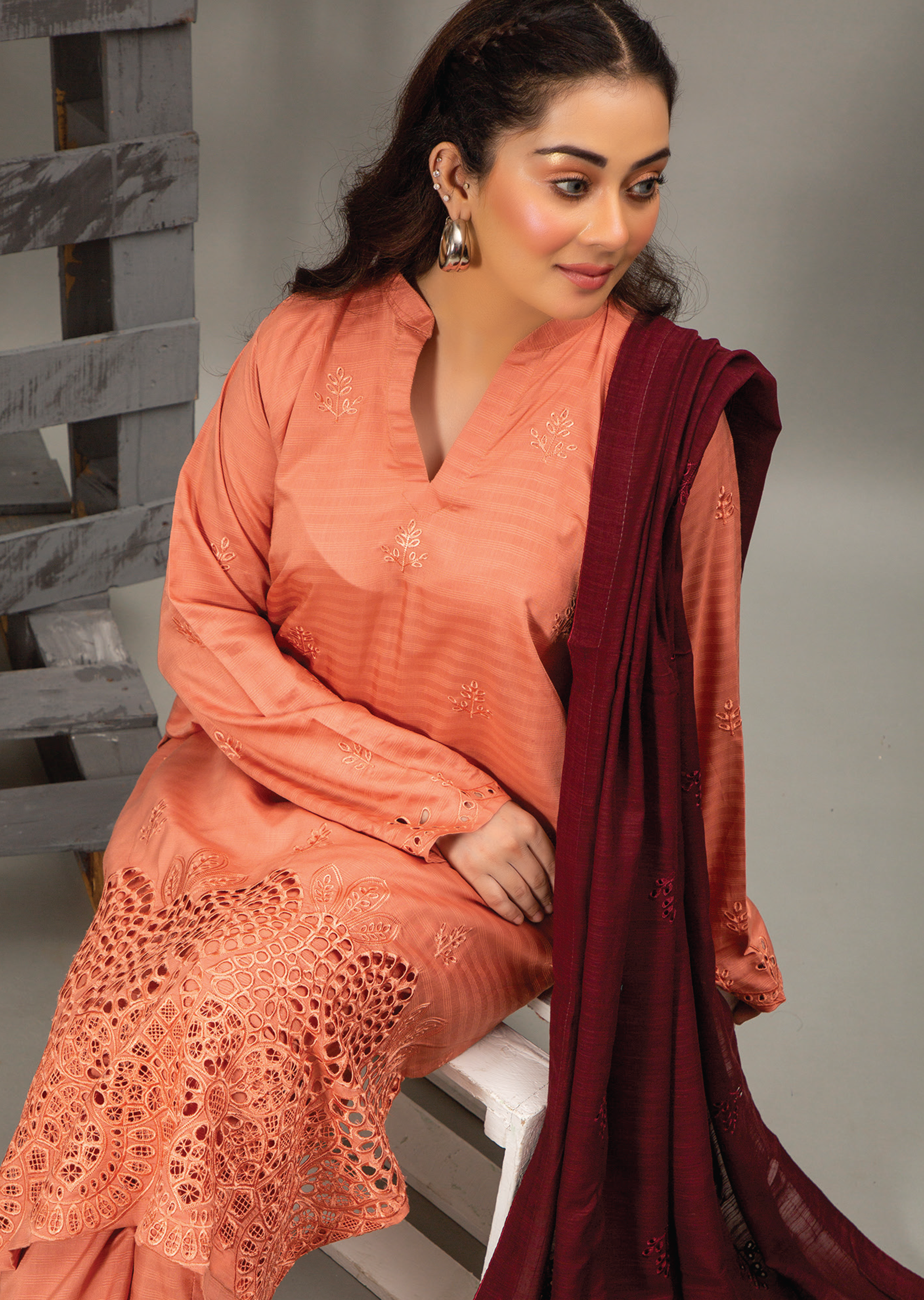 Embellish By Pashmina Embroidered Cotton Satin 3 Piece Unstitched Suit P24E D-01 Embellish By Pashmina Embroidered Cotton Satin 3 Piece Unstitched Suit P24E D-01