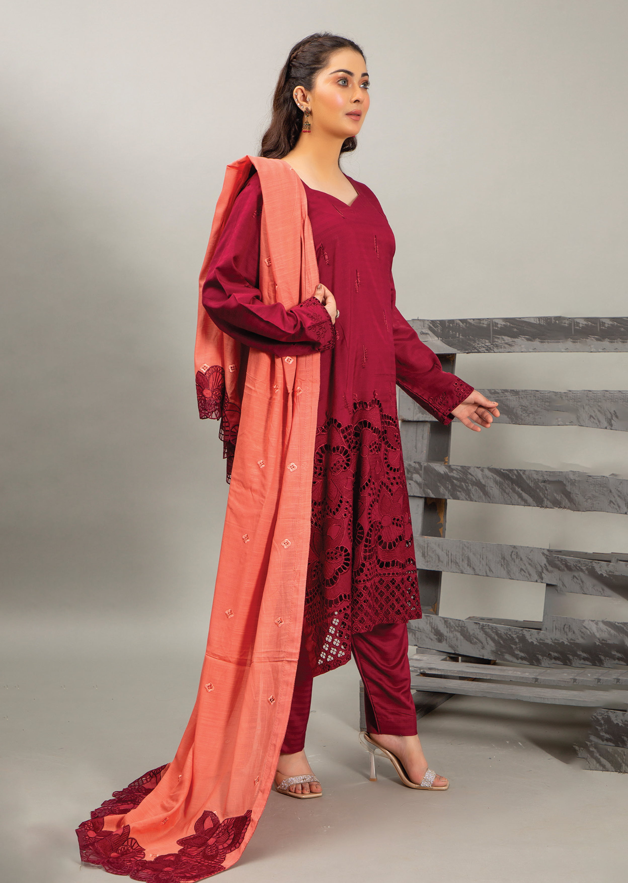 Embellish By Pashmina Embroidered Cotton Satin 3 Piece Unstitched Suit P24E D-06 Embellish By Pashmina Embroidered Cotton Satin 3 Piece Unstitched Suit P24E D-06