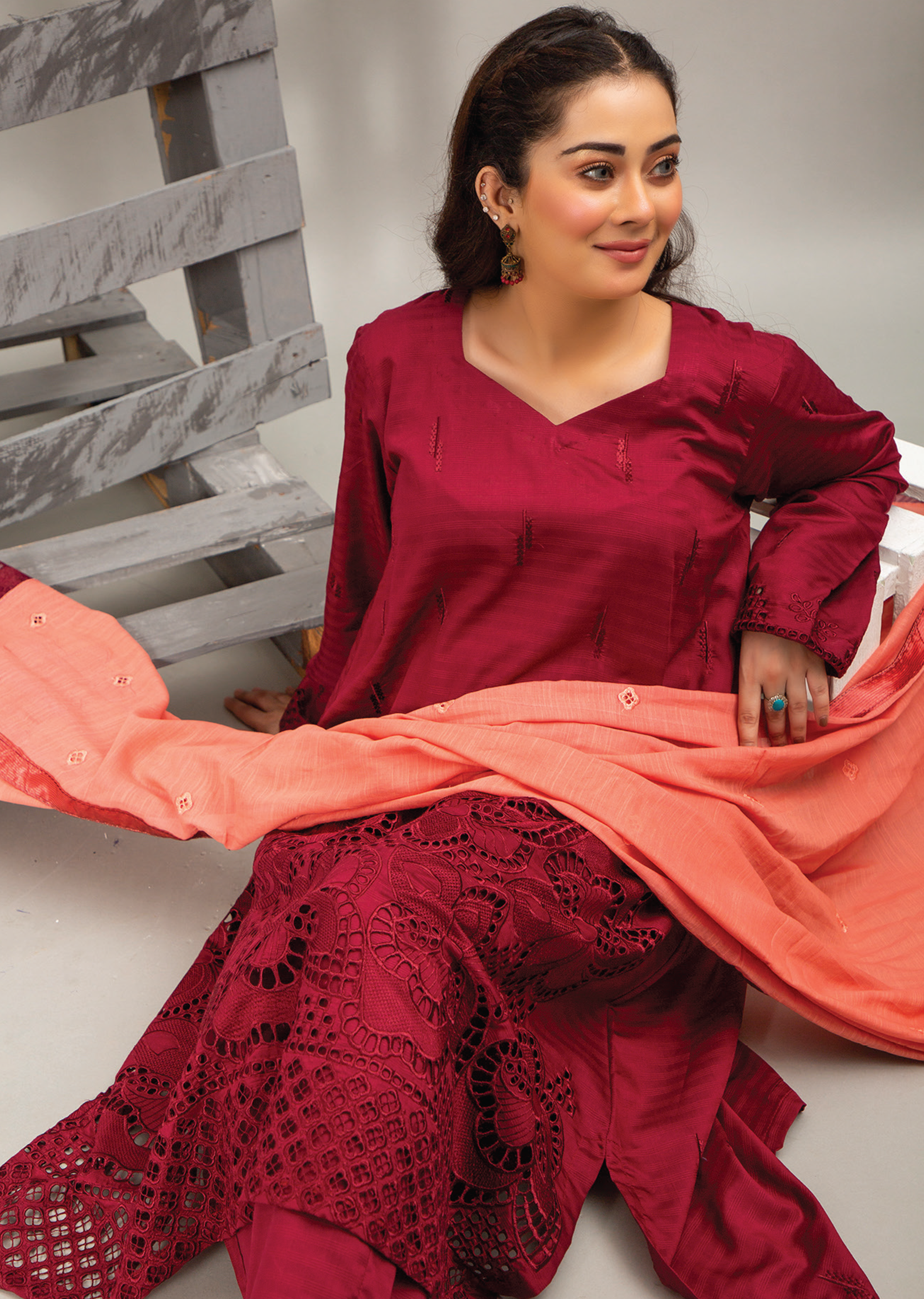 Embellish By Pashmina Embroidered Cotton Satin 3 Piece Unstitched Suit P24E D-06 Embellish By Pashmina Embroidered Cotton Satin 3 Piece Unstitched Suit P24E D-06