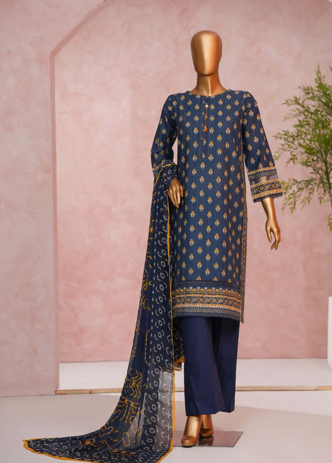 Enchant Linnokara Prints By HZ Textile Printed Lawn 3 Piece Stitched Suit HZ25ELP PLK-545 MIDNIGHT BLUE Enchant Linnokara Prints By HZ Textile Printed Lawn 3 Piece Stitched Suit HZ25ELP PLK-545 MIDNIGHT BLUE
