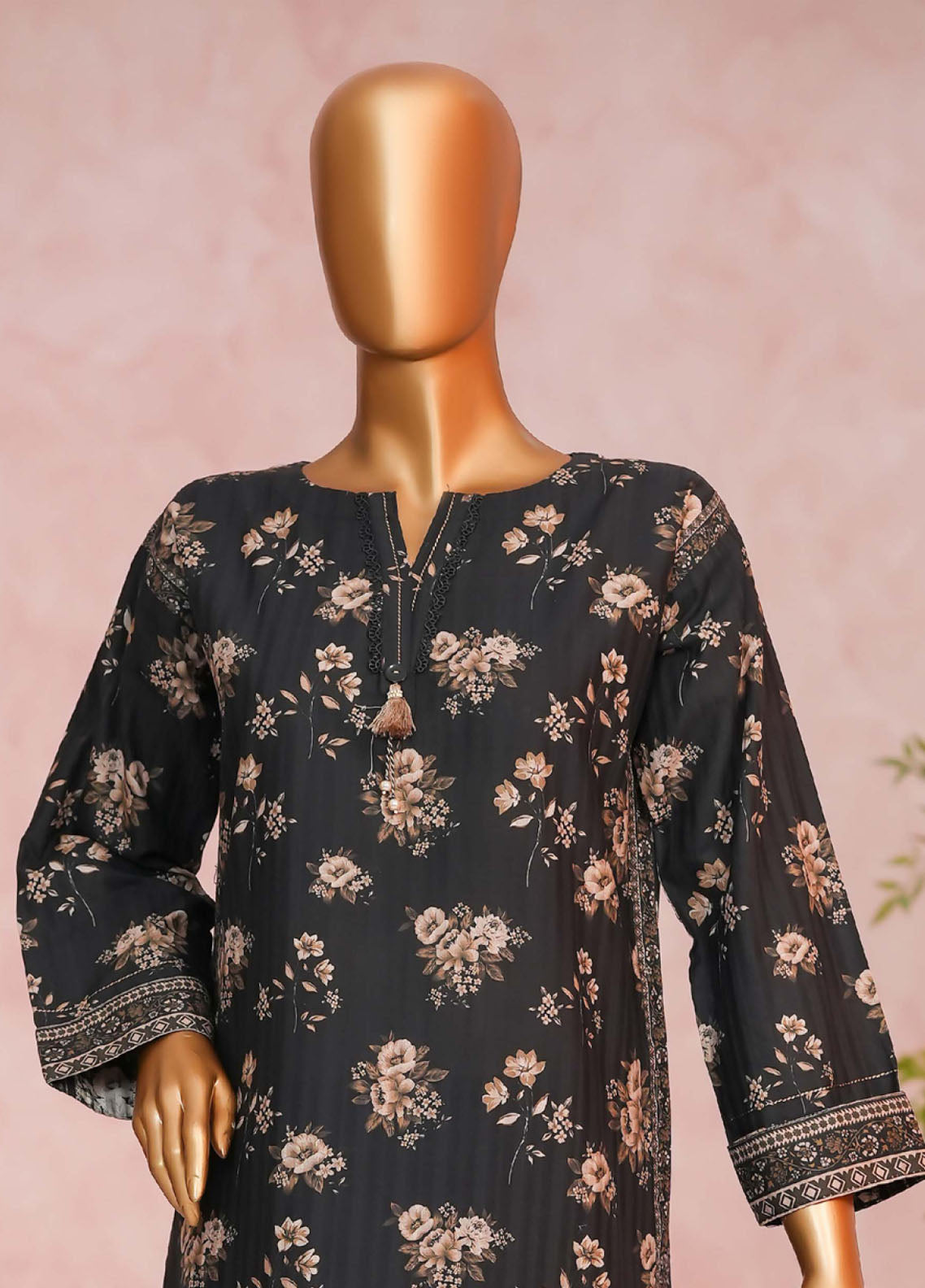 Enchant Linnokara Prints By HZ Textile Printed Lawn 3 Piece Stitched Suit HZ25ELP PLK-546 GOLDEN BLACK Enchant Linnokara Prints By HZ Textile Printed Lawn 3 Piece Stitched Suit HZ25ELP PLK-546 GOLDEN BLACK