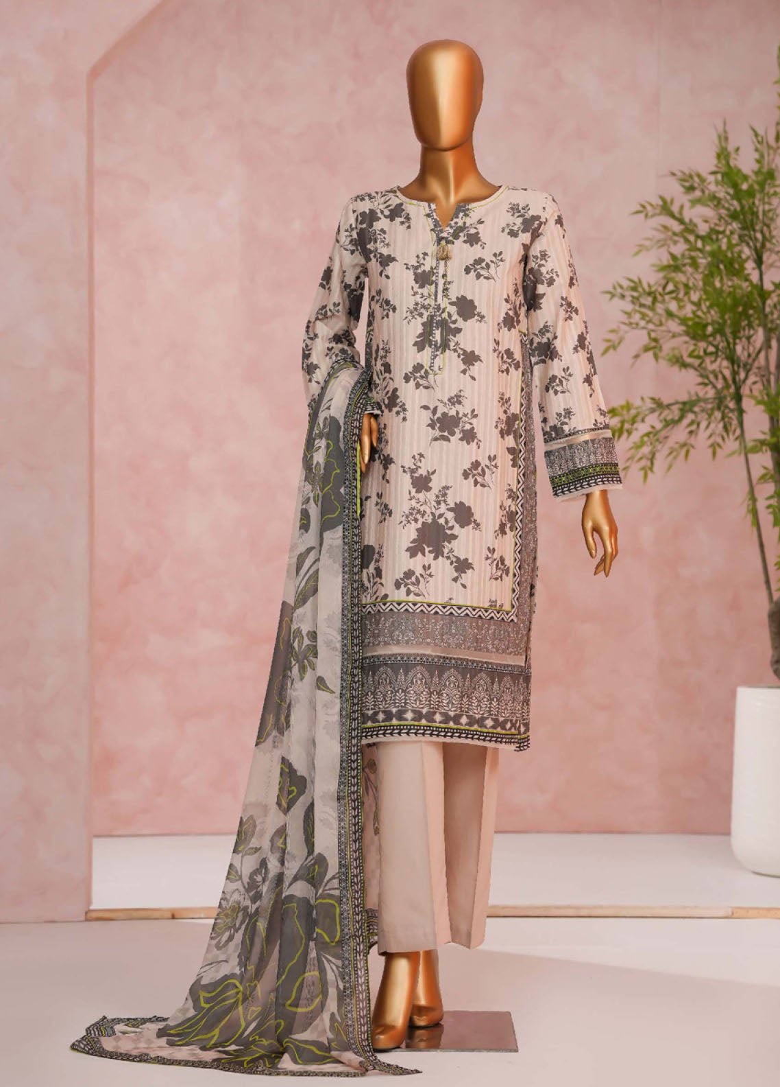 Enchant Linnokara Prints By HZ Textile Printed Lawn 3 Piece Stitched Suit HZ25ELP PLK-554 BOLD BEIGE Enchant Linnokara Prints By HZ Textile Printed Lawn 3 Piece Stitched Suit HZ25ELP PLK-554 BOLD BEIGE