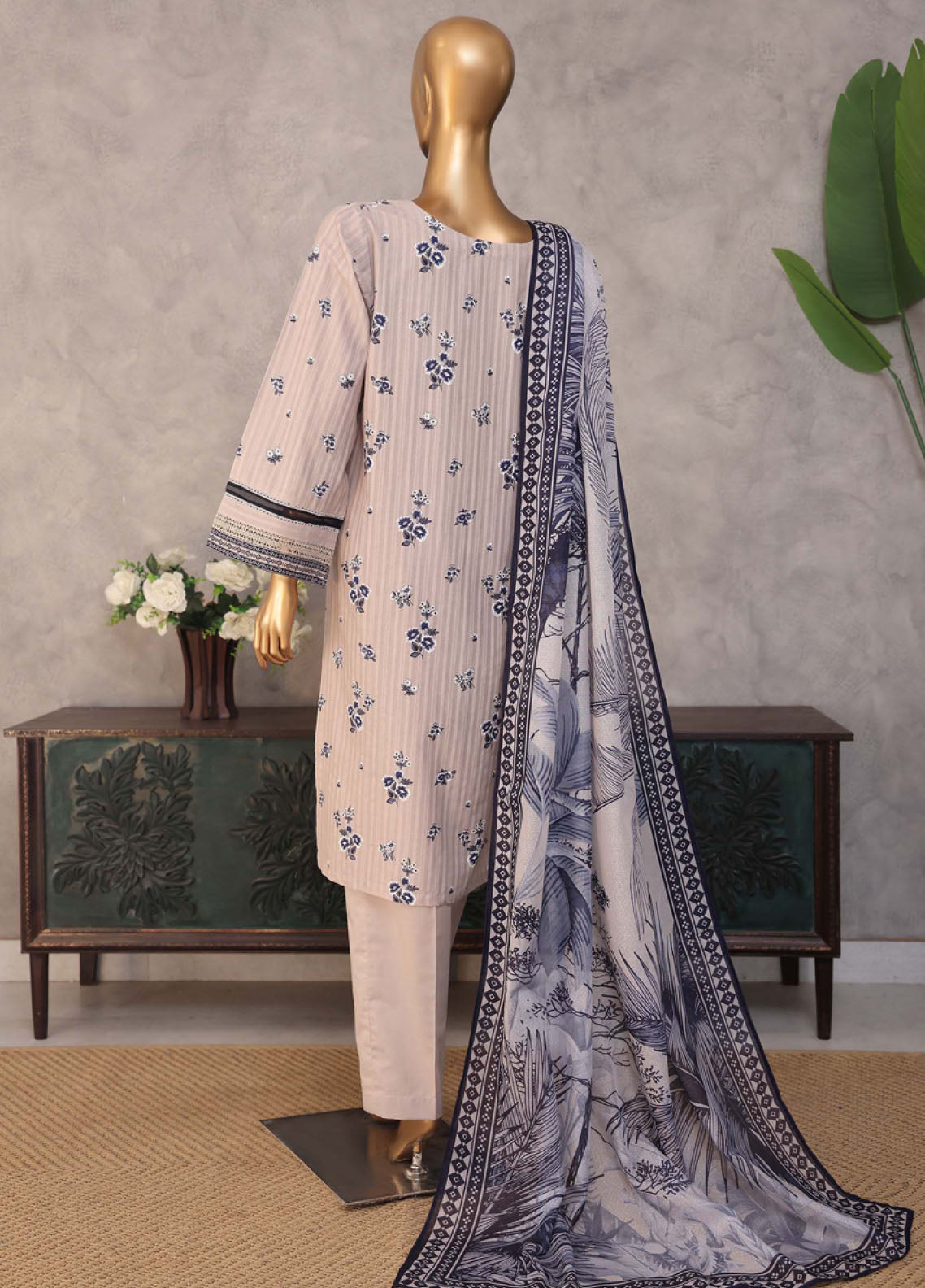 Enchant Linnokara Prints By HZ Textile Printed Lawn 3 Piece Stitched Suit HZ25ELP PNE-101 BEIGE BLUE Enchant Linnokara Prints By HZ Textile Printed Lawn 3 Piece Stitched Suit HZ25ELP PNE-101 BEIGE BLUE