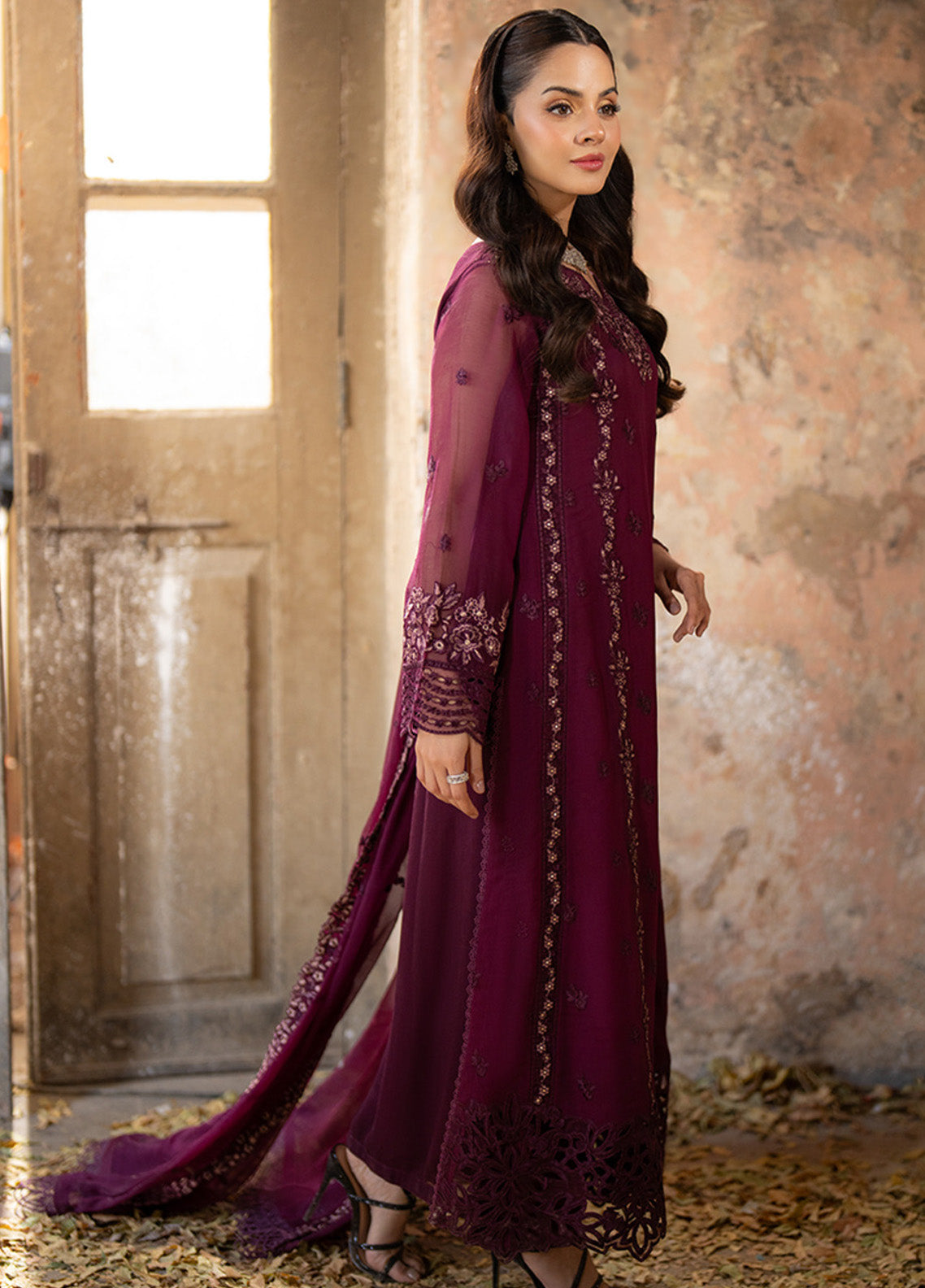 Ensembles By Azure Embroidered Chiffon 3 Piece Unstitched Suit AZU24F3P D-MERLOT GRACE Ensembles By Azure Embroidered Chiffon 3 Piece Unstitched Suit AZU24F3P D-MERLOT GRACE