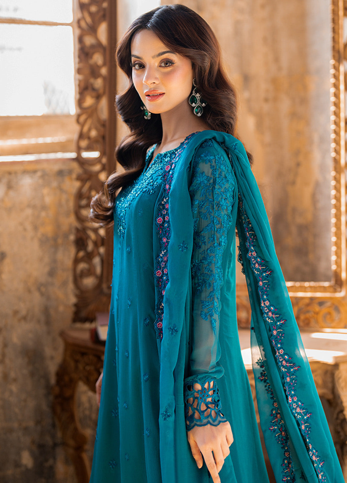 Ensembles By Azure Embroidered Chiffon 3 Piece Unstitched Suit AZU24F3P D-MYSTIC TEAL Ensembles By Azure Embroidered Chiffon 3 Piece Unstitched Suit AZU24F3P D-MYSTIC TEAL