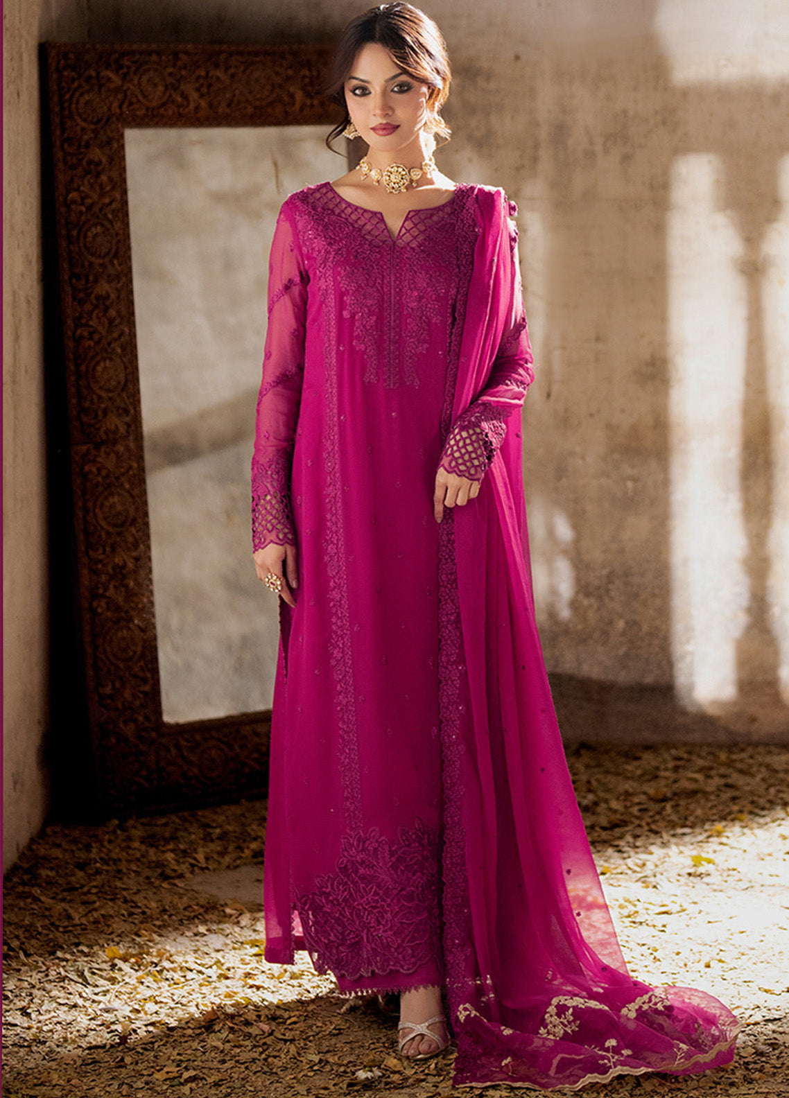 Ensembles By Azure Embroidered Chiffon 3 Piece Unstitched Suit AZU24F3P D-PLUM REVERIE Ensembles By Azure Embroidered Chiffon 3 Piece Unstitched Suit AZU24F3P D-PLUM REVERIE