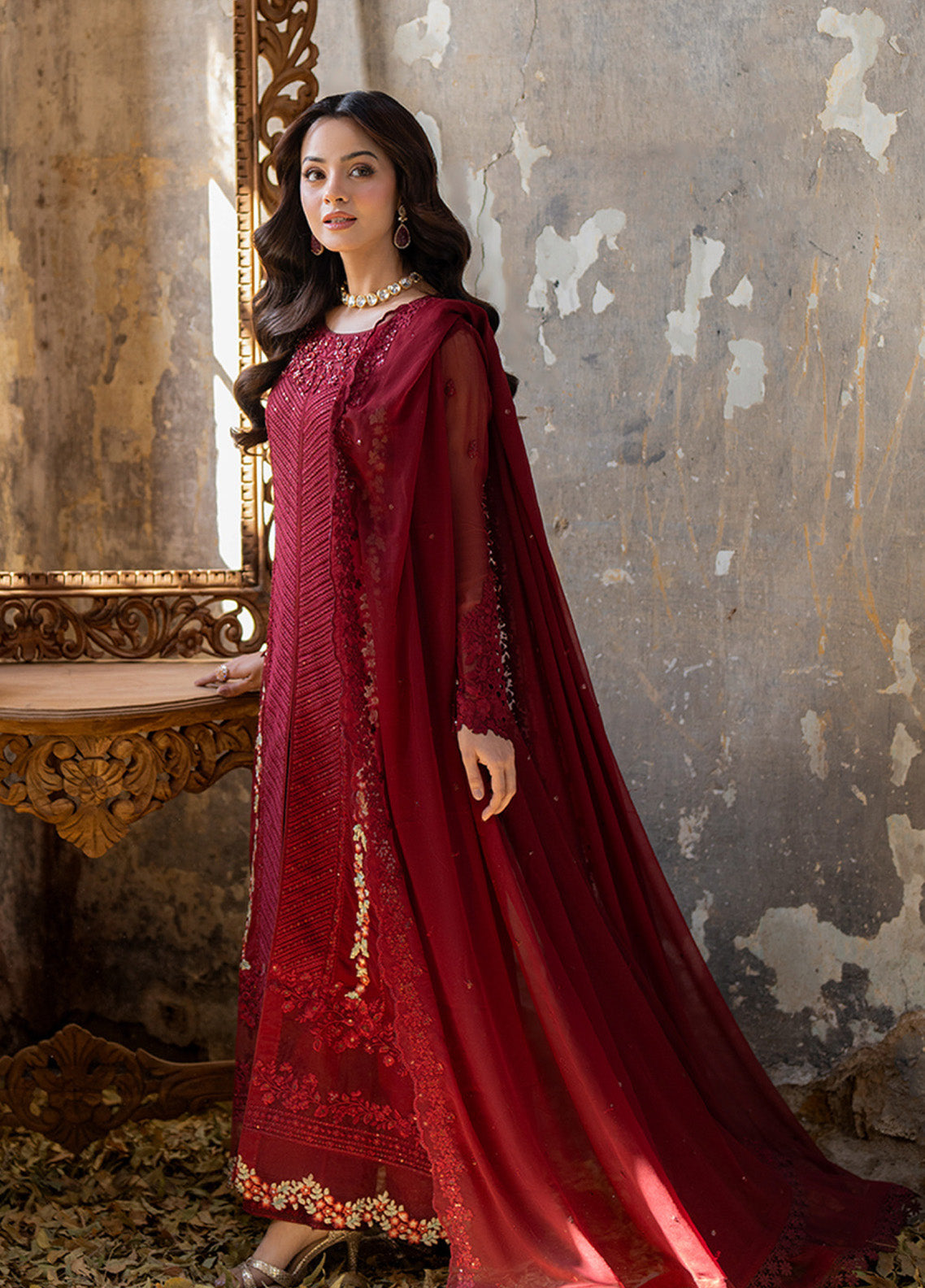 Ensembles By Azure Embroidered Chiffon 3 Piece Unstitched Suit AZU24F3P D-RED MIST Ensembles By Azure Embroidered Chiffon 3 Piece Unstitched Suit AZU24F3P D-RED MIST