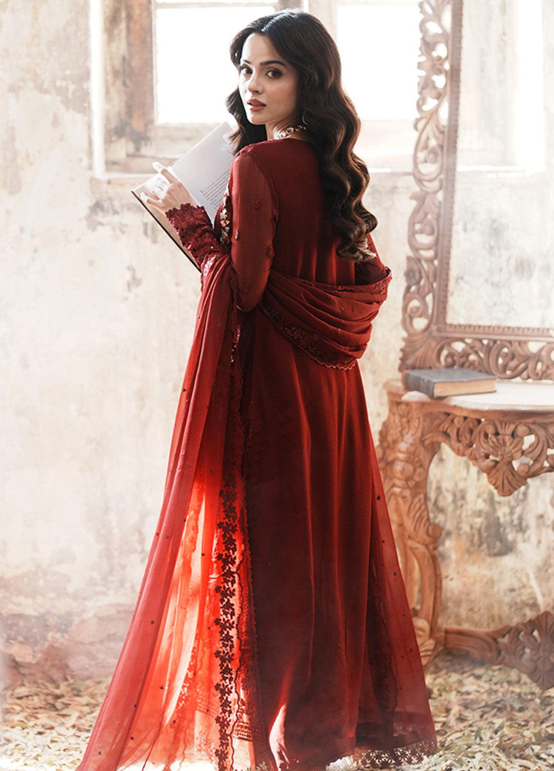 Ensembles By Azure Embroidered Chiffon 3 Piece Unstitched Suit AZU24F3P D-RED MIST Ensembles By Azure Embroidered Chiffon 3 Piece Unstitched Suit AZU24F3P D-RED MIST