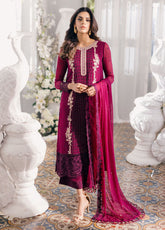 Ensembles By Azure Embroidered Chiffon 3 Piece Unstitched Suit AZU24EF ES-056 MERLOT MUSE