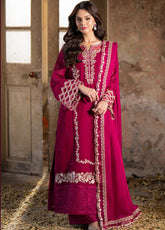 Ensembles By Azure Embroidered Khaddi Net 3 Piece Unstitched Suit AZU24F3P D-VIBRANT BLAZE