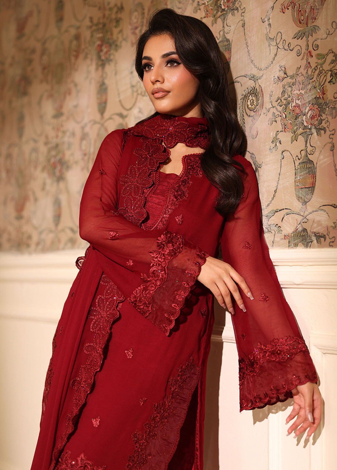Ensembles By Azure Festive Embroidered Chiffon 3 Piece Unstitched Suit AZU25EFE D-CHERRY VEIL Ensembles By Azure Festive Embroidered Chiffon 3 Piece Unstitched Suit AZU25EFE D-CHERRY VEIL