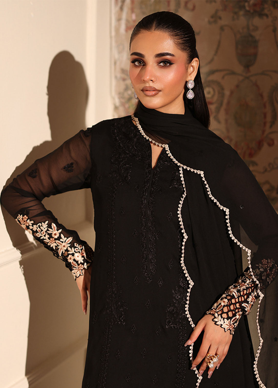 Ensembles By Azure Festive Embroidered Chiffon 3 Piece Unstitched Suit AZU25EFE D-DUSKEN LACE Ensembles By Azure Festive Embroidered Chiffon 3 Piece Unstitched Suit AZU25EFE D-DUSKEN LACE