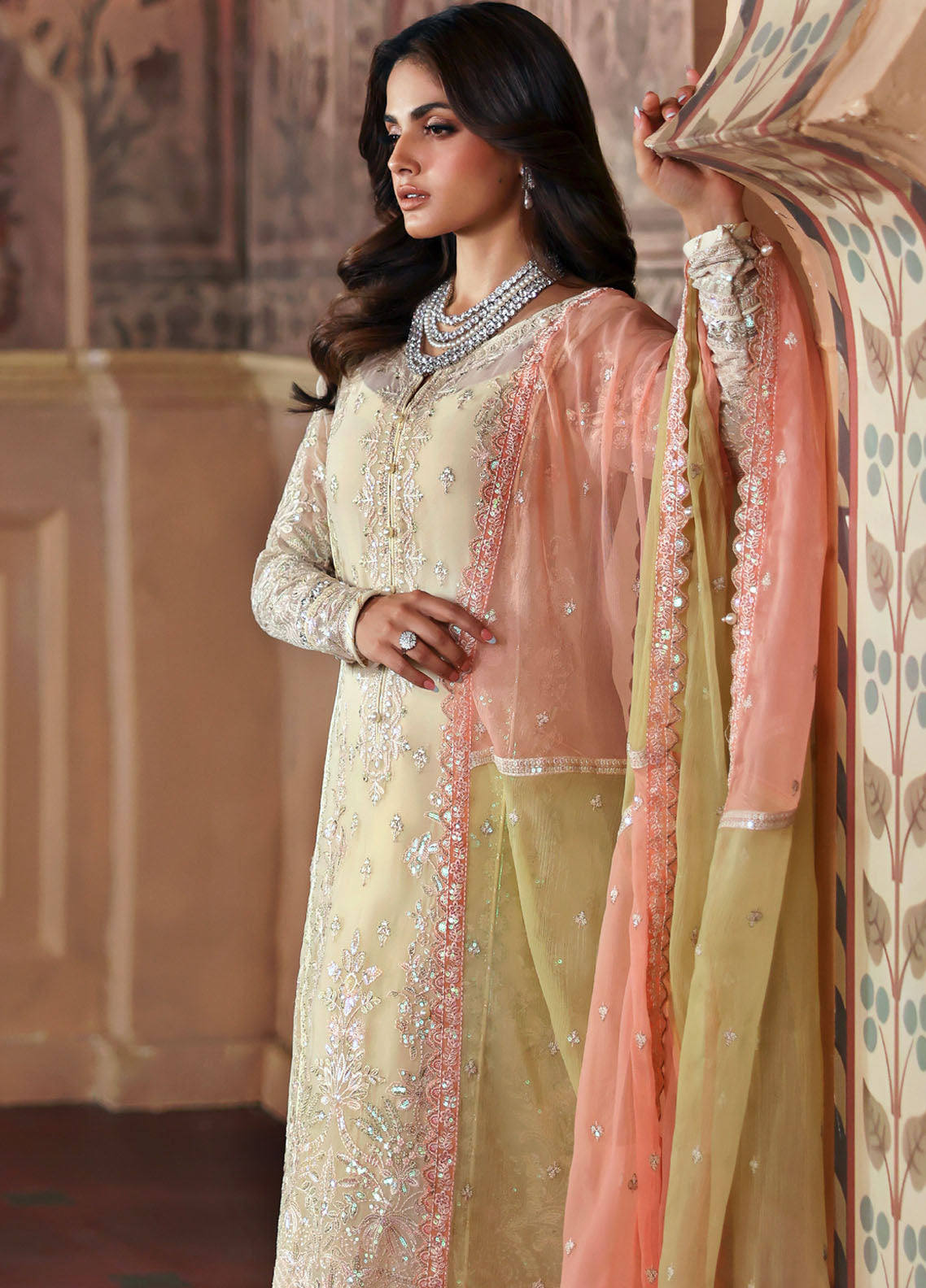 Evayna By Gulaal Embroidered Chiffon 3 Piece Unstitched Suit GL25EEC D-03 FAREYAH Evayna By Gulaal Embroidered Chiffon 3 Piece Unstitched Suit GL25EEC D-03 FAREYAH