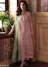 Evayna By Gulaal Embroidered Chiffon 3 Piece Unstitched Suit GL25EEC D-04 LAYANA