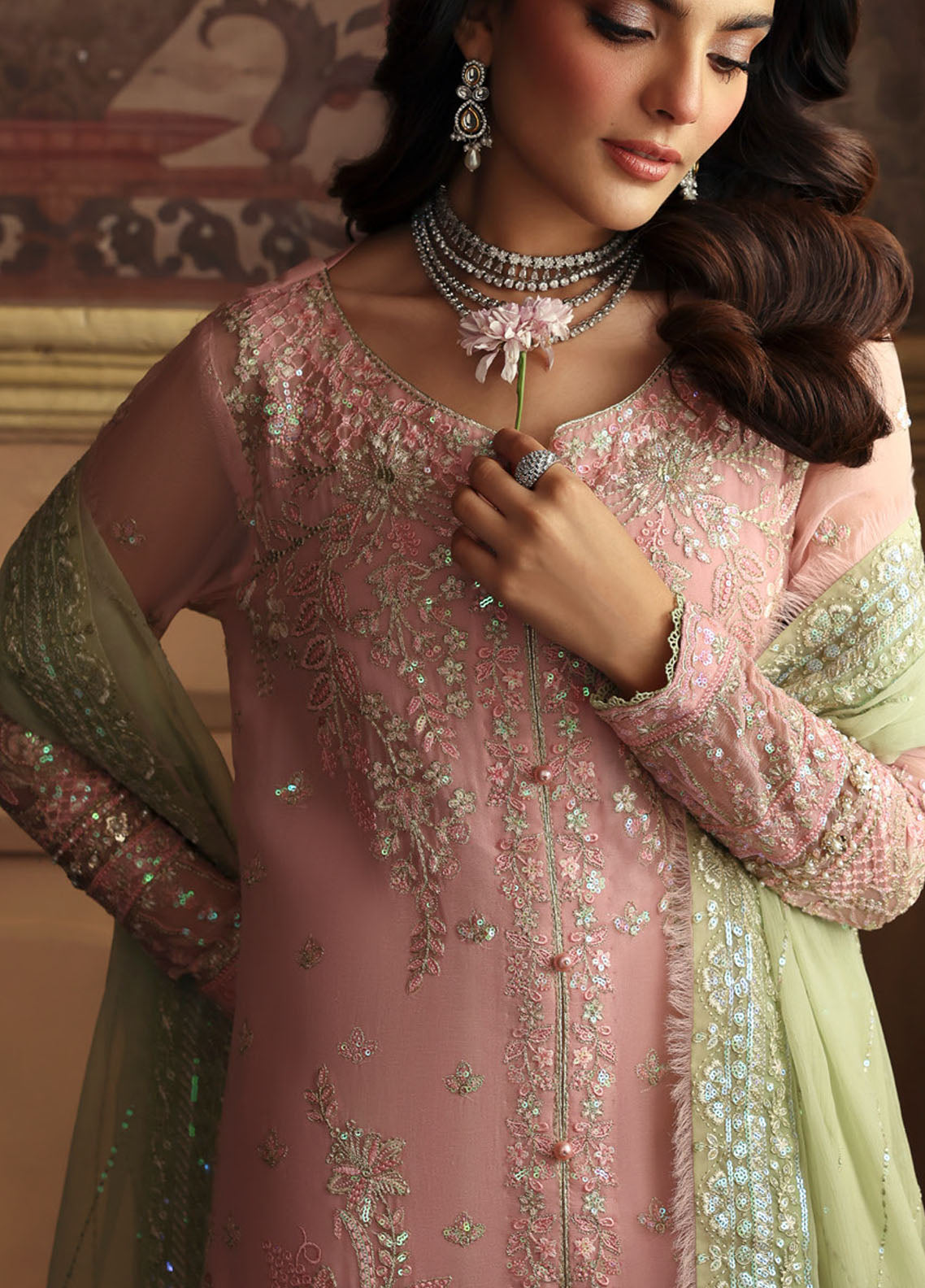 Evayna By Gulaal Embroidered Chiffon 3 Piece Unstitched Suit GL25EEC D-04 LAYANA Evayna By Gulaal Embroidered Chiffon 3 Piece Unstitched Suit GL25EEC D-04 LAYANA