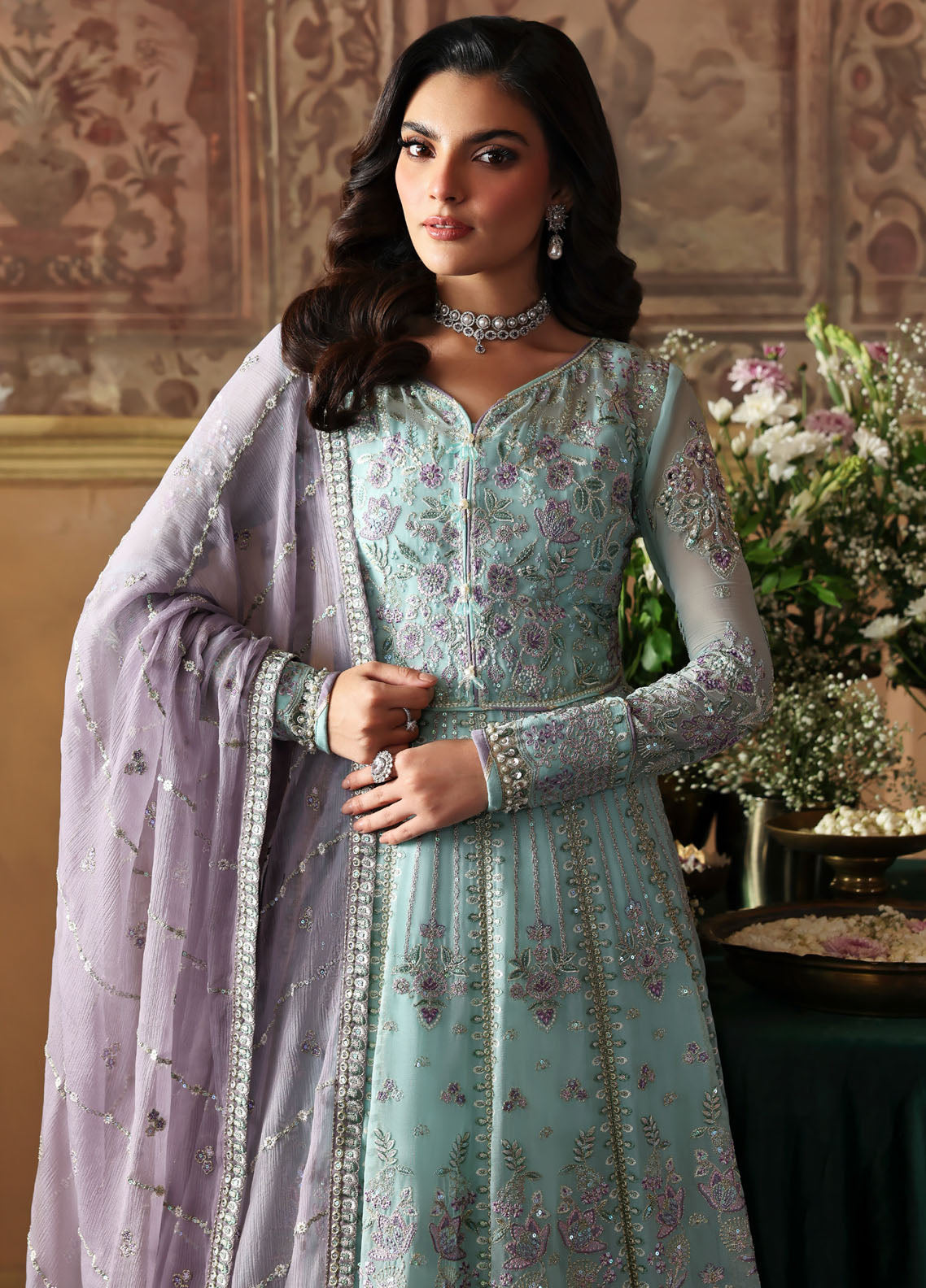 Evayna By Gulaal Embroidered Chiffon 3 Piece Unstitched Suit GL25EEC D-05 DELINA Evayna By Gulaal Embroidered Chiffon 3 Piece Unstitched Suit GL25EEC D-05 DELINA