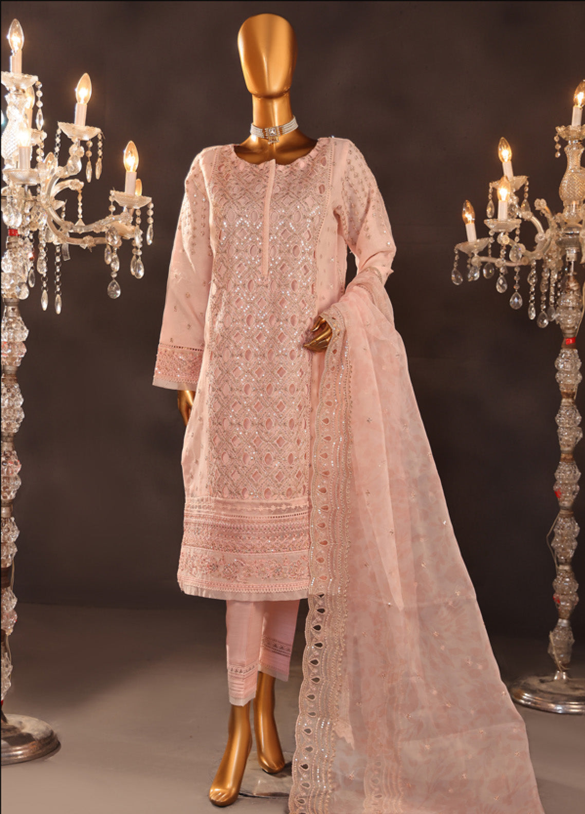 Falsafaa By HZ Textile Embroidered Organza 3 Piece Stitched Suit HZ25FV5 HZK-175 PNK Falsafaa By HZ Textile Embroidered Organza 3 Piece Stitched Suit HZ25FV5 HZK-175 PNK