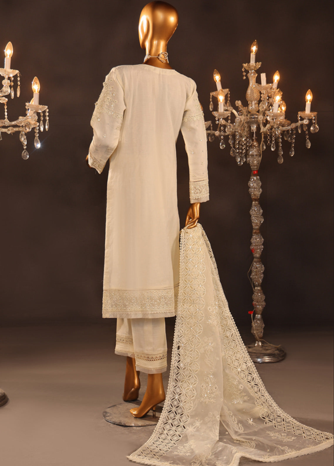 Falsafaa By HZ Textile Embroidered Organza 3 Piece Stitched Suit HZ25FV5 HZK-197 CRM Falsafaa By HZ Textile Embroidered Organza 3 Piece Stitched Suit HZ25FV5 HZK-197 CRM