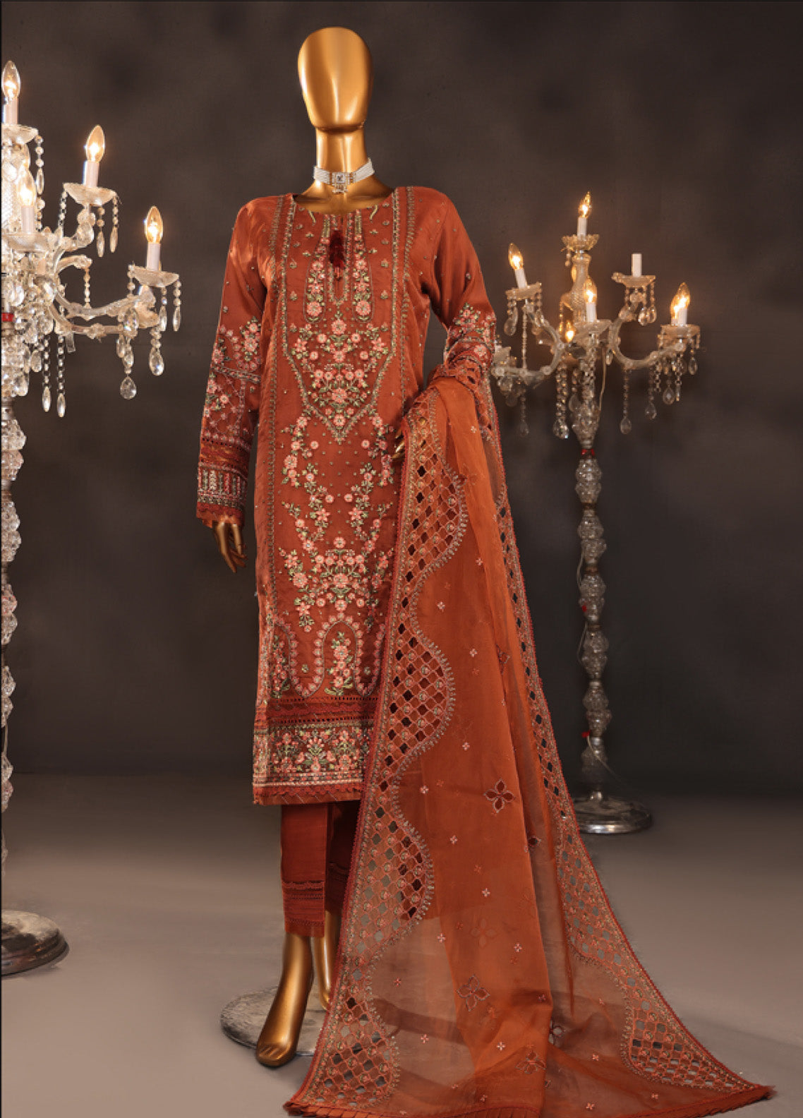 Falsafaa By HZ Textile Embroidered Organza 3 Piece Stitched Suit HZ25FV5 HZK-204 RST Falsafaa By HZ Textile Embroidered Organza 3 Piece Stitched Suit HZ25FV5 HZK-204 RST