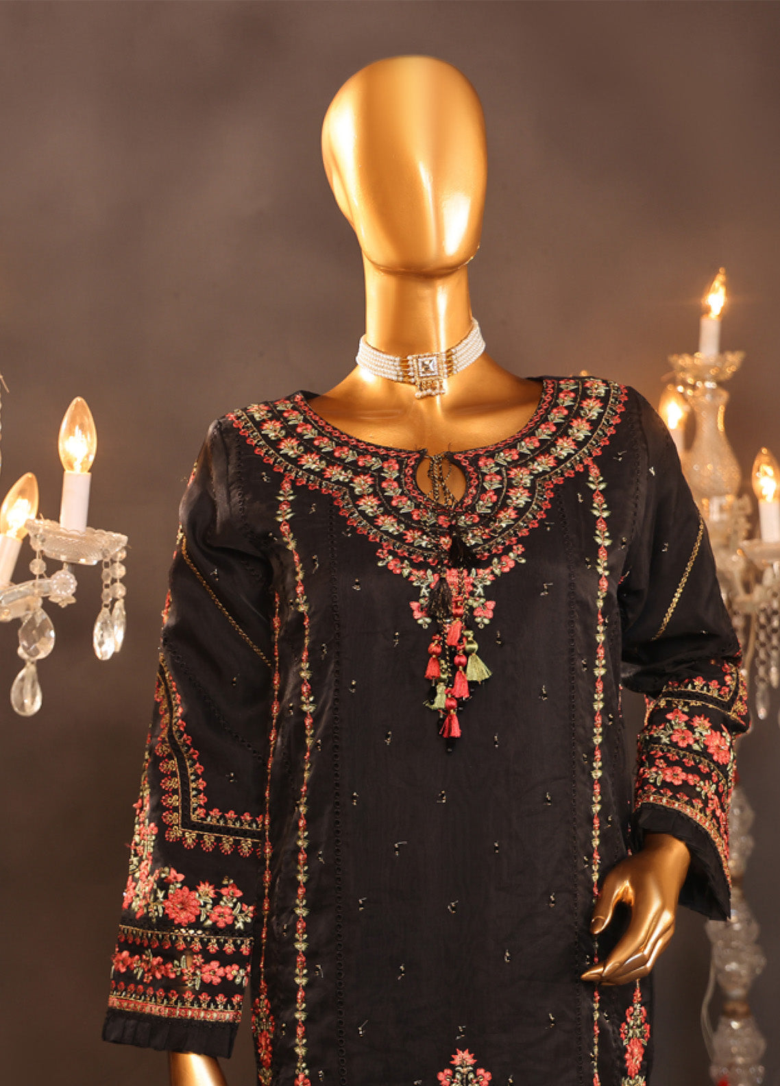 Falsafaa By HZ Textile Embroidered Organza 3 Piece Stitched Suit HZ25FV5 HZK-205 BLK Falsafaa By HZ Textile Embroidered Organza 3 Piece Stitched Suit HZ25FV5 HZK-205 BLK