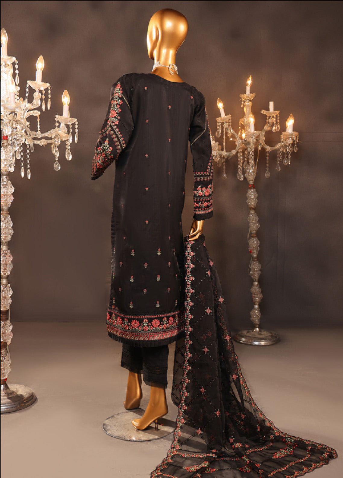 Falsafaa By HZ Textile Embroidered Organza 3 Piece Stitched Suit HZ25FV5 HZK-205 BLK Falsafaa By HZ Textile Embroidered Organza 3 Piece Stitched Suit HZ25FV5 HZK-205 BLK