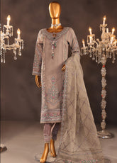 Falsafaa By HZ Textile Embroidered Organza 3 Piece Stitched Suit HZ25FV5 HZK-205 GRY