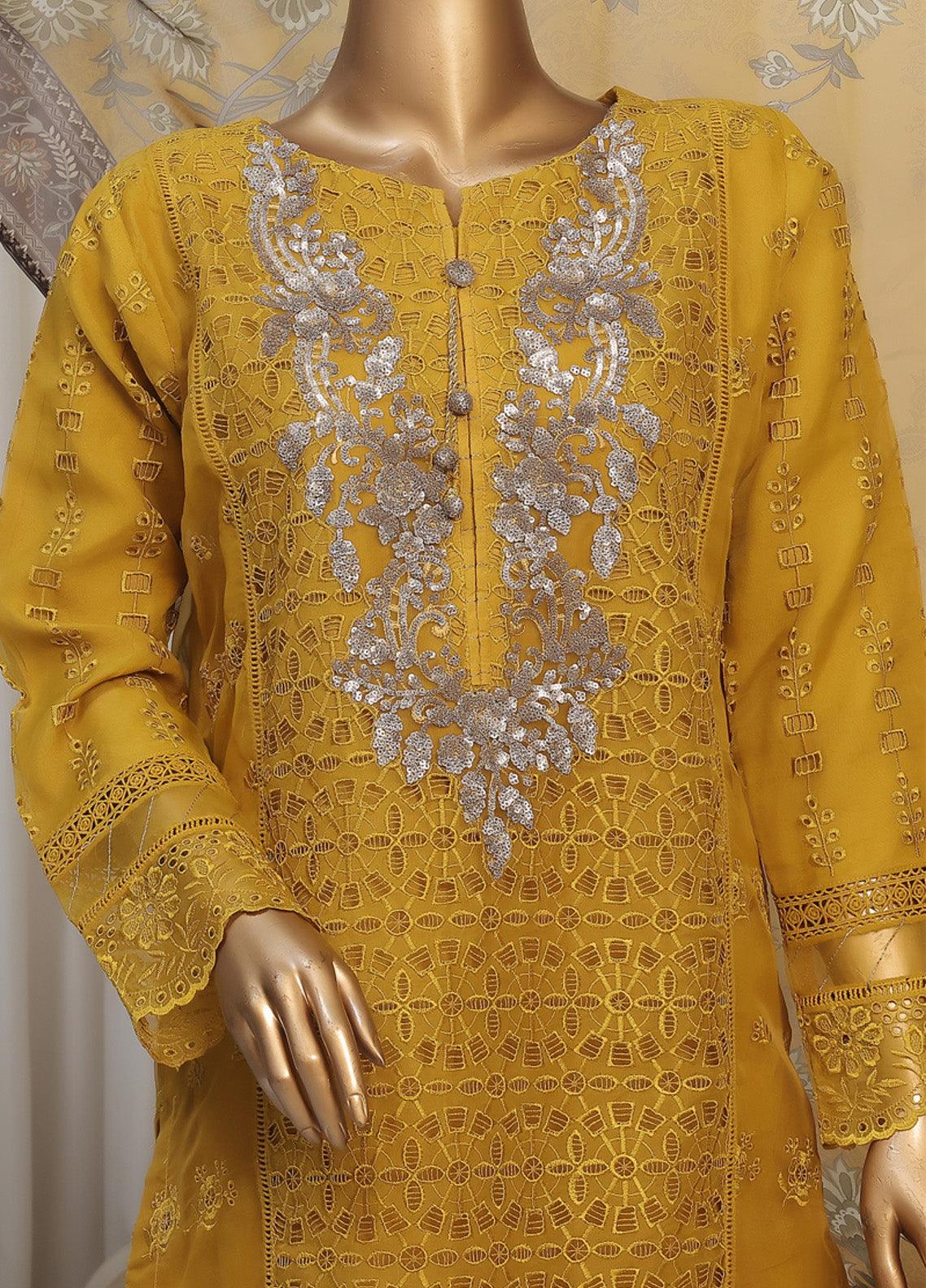 Falsafaa By HZ Textile Embroidered Organza 3 Piece Stitched Suit HZ25FV6 HZK-178 MUSTARD Falsafaa By HZ Textile Embroidered Organza 3 Piece Stitched Suit HZ25FV6 HZK-178 MUSTARD