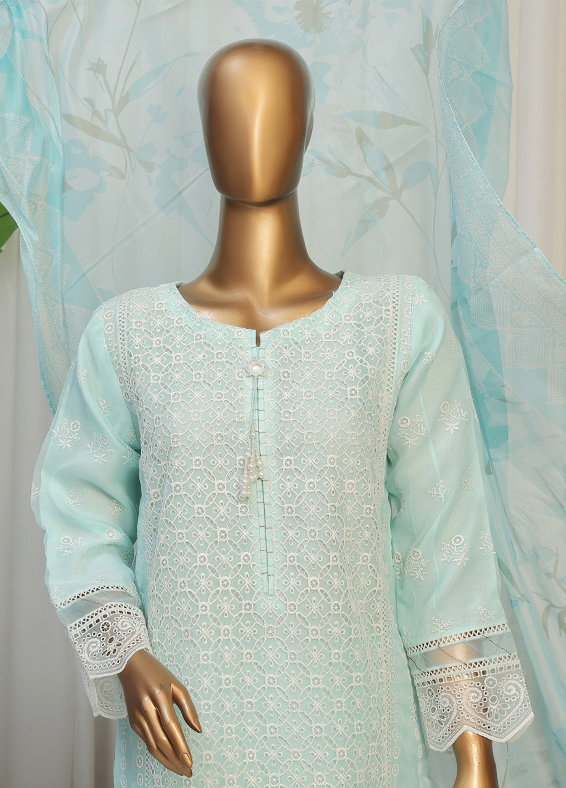 Falsafaa By HZ Textile Embroidered Organza 3 Piece Stitched Suit HZ25FV6 HZK-179 AQUA Falsafaa By HZ Textile Embroidered Organza 3 Piece Stitched Suit HZ25FV6 HZK-179 AQUA