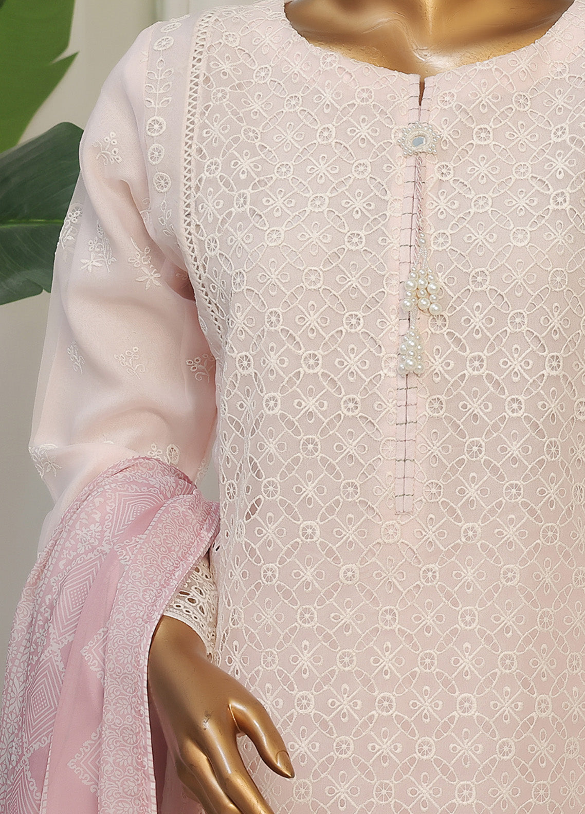 Falsafaa By HZ Textile Embroidered Organza 3 Piece Stitched Suit HZ25FV6 HZK-179 POWDER PINK Falsafaa By HZ Textile Embroidered Organza 3 Piece Stitched Suit HZ25FV6 HZK-179 POWDER PINK
