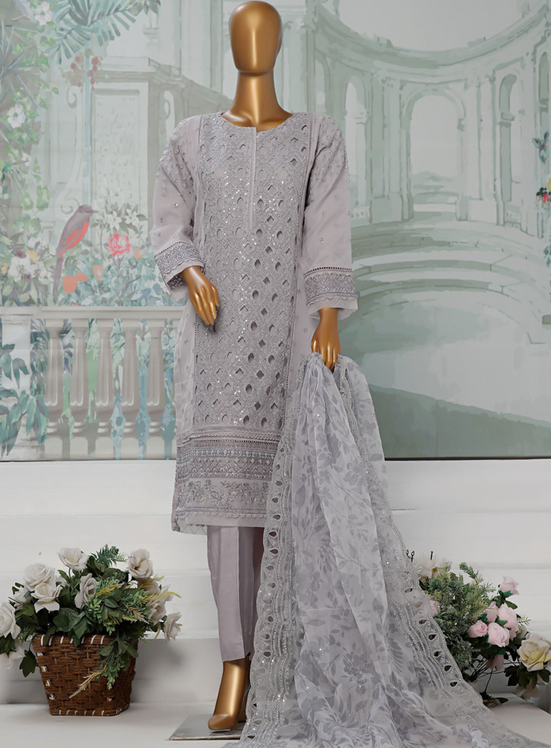 Falsafaa By HZ Textile Formals Embroidered Organza 3 Piece Stitched Suit HZ24FV3 HZK-175-A Falsafaa By HZ Textile Formals Embroidered Organza 3 Piece Stitched Suit HZ24FV3 HZK-175-A