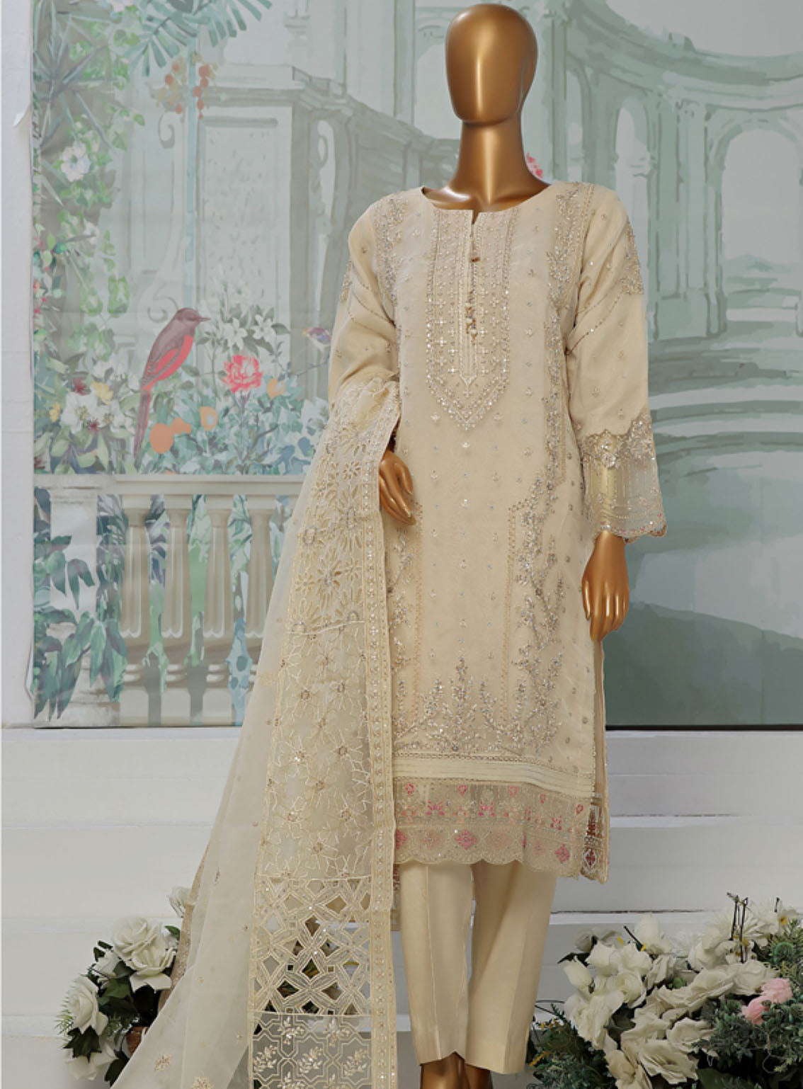 Falsafaa By HZ Textile Formals Embroidered Organza 3 Piece Stitched Suit HZ24FV3 HZK-176-B Falsafaa By HZ Textile Formals Embroidered Organza 3 Piece Stitched Suit HZ24FV3 HZK-176-B