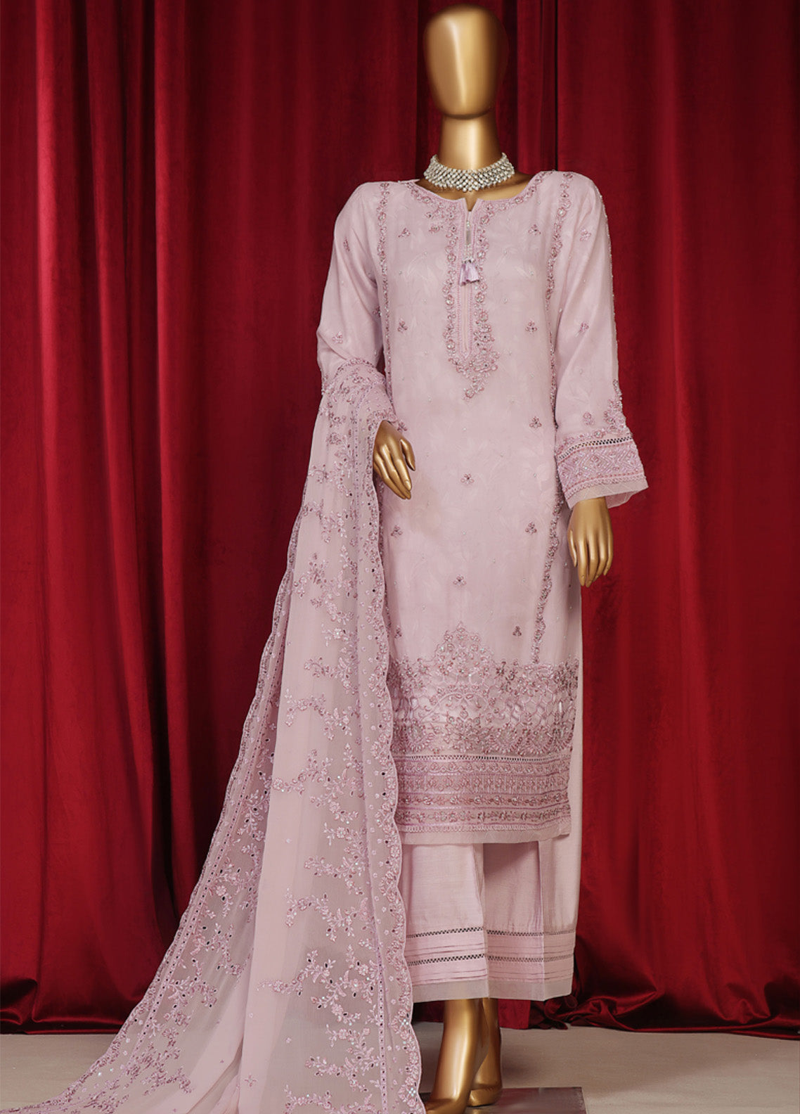 Fasaane By HZ Textile Embroidered Chiffon 3 Piece Stitched Suit HZ24F HZK-194-LC Fasaane By HZ Textile Embroidered Chiffon 3 Piece Stitched Suit HZ24F HZK-194-LC