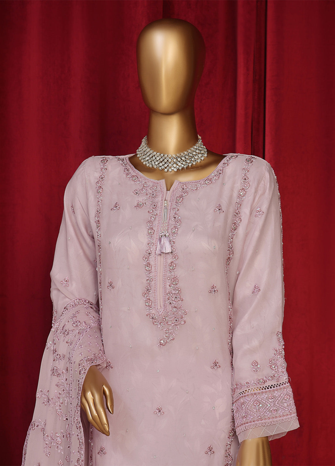 Fasaane By HZ Textile Embroidered Chiffon 3 Piece Stitched Suit HZ24F HZK-194-LC Fasaane By HZ Textile Embroidered Chiffon 3 Piece Stitched Suit HZ24F HZK-194-LC