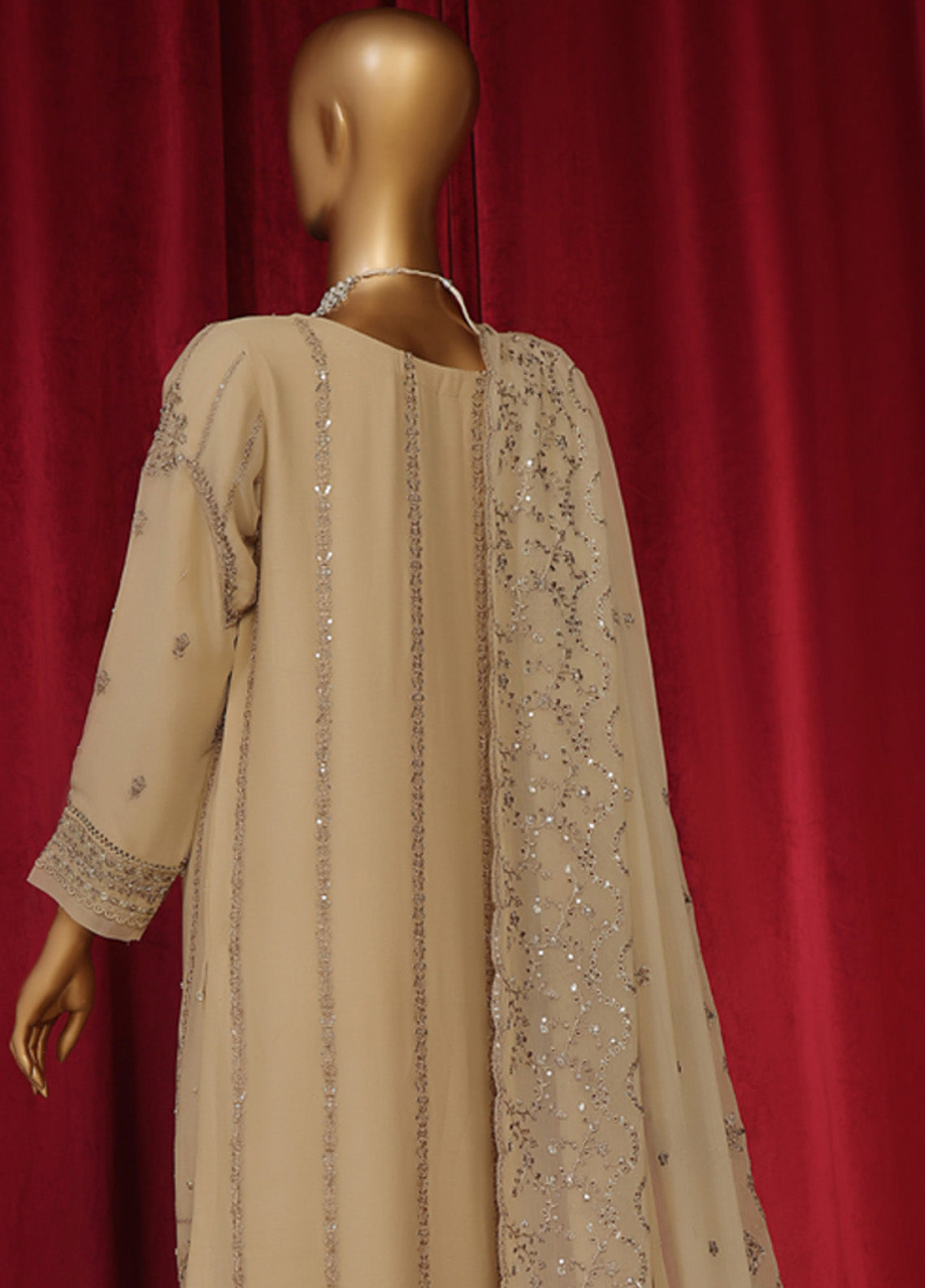 Fasaane By HZ Textile Embroidered Chiffon 3 Piece Stitched Suit HZ24F HZK-195-BGE Fasaane By HZ Textile Embroidered Chiffon 3 Piece Stitched Suit HZ24F HZK-195-BGE