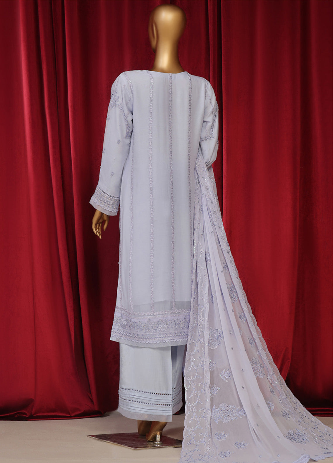 Fasaane By HZ Textile Embroidered Chiffon 3 Piece Stitched Suit HZ24F HZK-195-PLBL Fasaane By HZ Textile Embroidered Chiffon 3 Piece Stitched Suit HZ24F HZK-195-PLBL