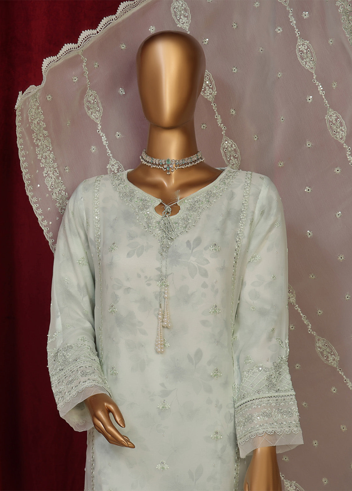 Fasaane By HZ Textile Embroidered Chiffon 3 Piece Stitched Suit HZ24F HZK-196-PLGR Fasaane By HZ Textile Embroidered Chiffon 3 Piece Stitched Suit HZ24F HZK-196-PLGR