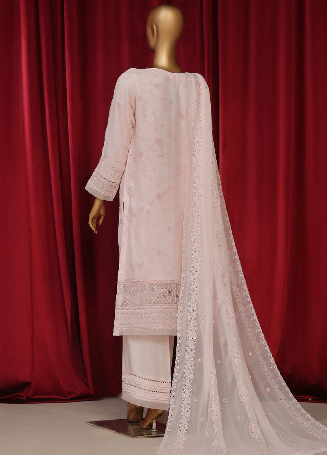 Fasaane By HZ Textile Embroidered Chiffon 3 Piece Stitched Suit HZ24F HZK-196-PWPK Fasaane By HZ Textile Embroidered Chiffon 3 Piece Stitched Suit HZ24F HZK-196-PWPK