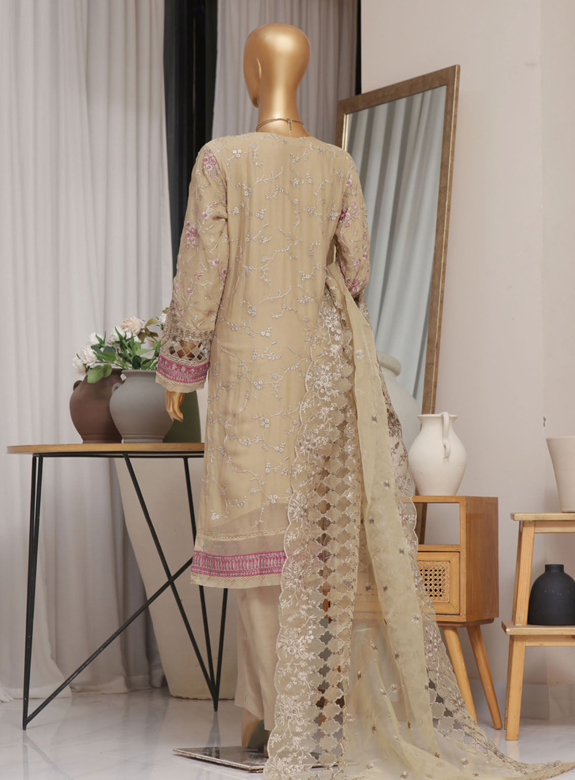 Fasaane By HZ Textile Embroidered Chiffon 3 Piece Stitched Suit HZ24FV5 HZK-171 DB Fasaane By HZ Textile Embroidered Chiffon 3 Piece Stitched Suit HZ24FV5 HZK-171 DB