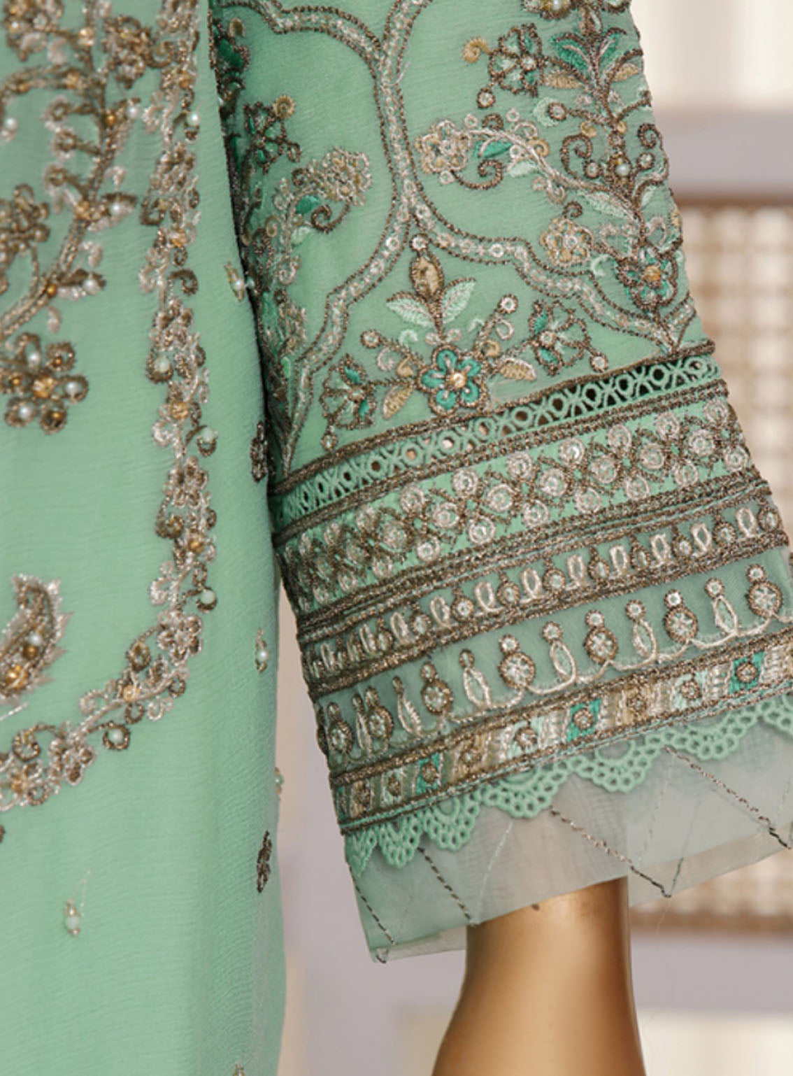 Fasaane By HZ Textile Embroidered Chiffon 3 Piece Stitched Suit HZ24FV5 HZK-172 AQ Fasaane By HZ Textile Embroidered Chiffon 3 Piece Stitched Suit HZ24FV5 HZK-172 AQ