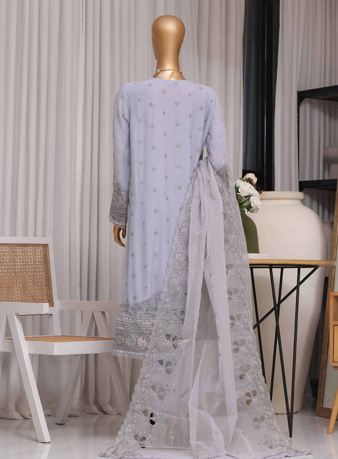 Fasaane By HZ Textile Embroidered Chiffon 3 Piece Stitched Suit HZ24FV5 HZK-172 LD Fasaane By HZ Textile Embroidered Chiffon 3 Piece Stitched Suit HZ24FV5 HZK-172 LD