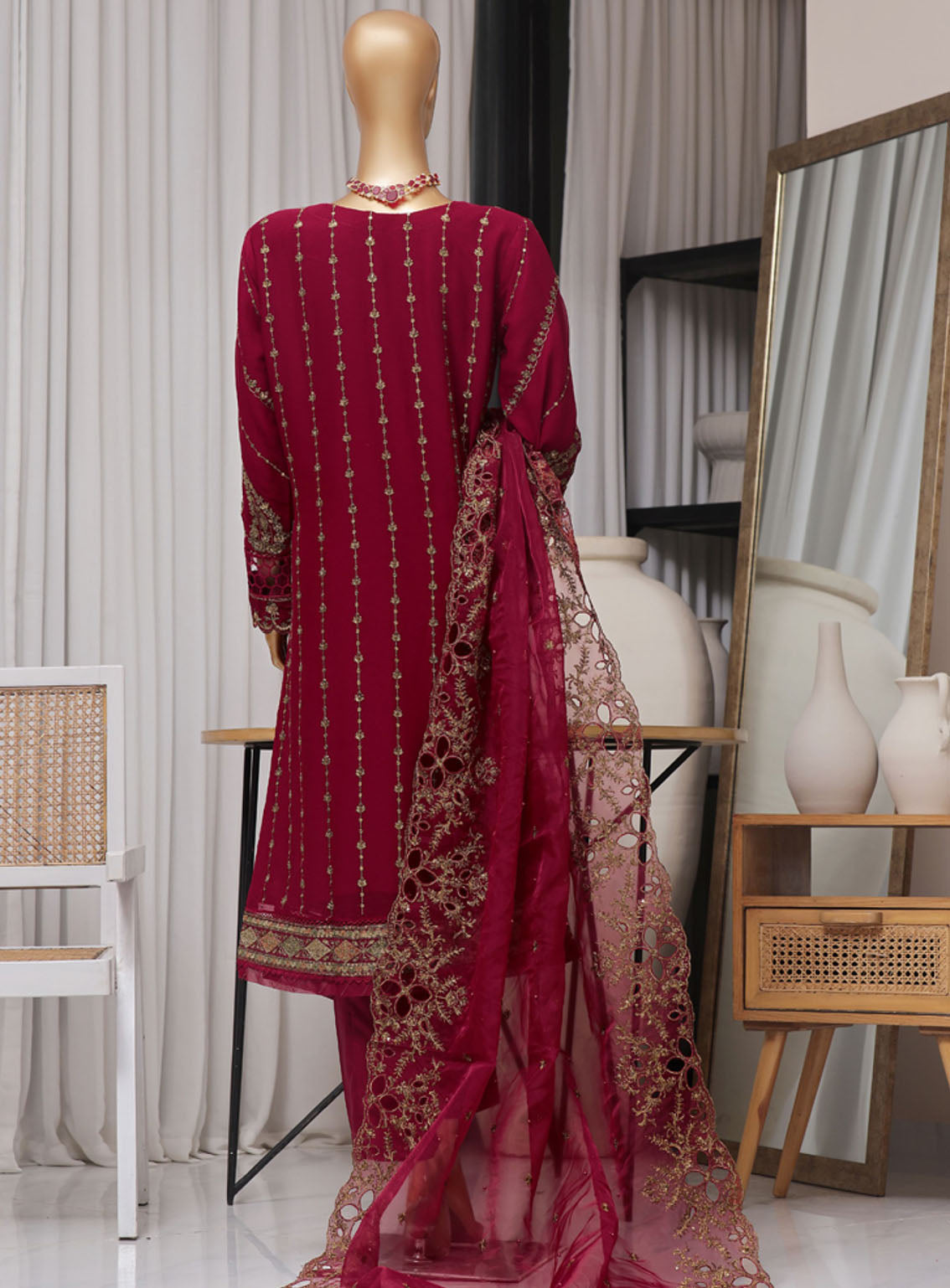 Fasaane By HZ Textile Embroidered Chiffon 3 Piece Stitched Suit HZ24FV5 HZK-173 MN Fasaane By HZ Textile Embroidered Chiffon 3 Piece Stitched Suit HZ24FV5 HZK-173 MN