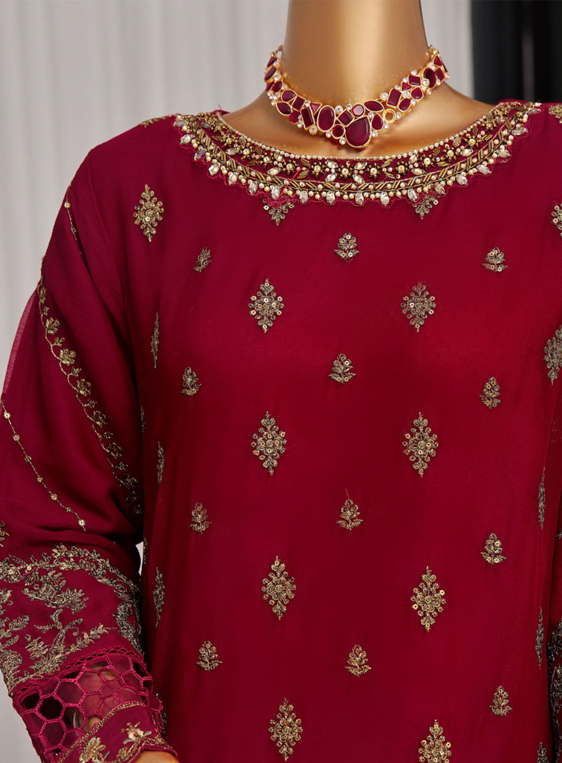 Fasaane By HZ Textile Embroidered Chiffon 3 Piece Stitched Suit HZ24FV5 HZK-173 MN Fasaane By HZ Textile Embroidered Chiffon 3 Piece Stitched Suit HZ24FV5 HZK-173 MN