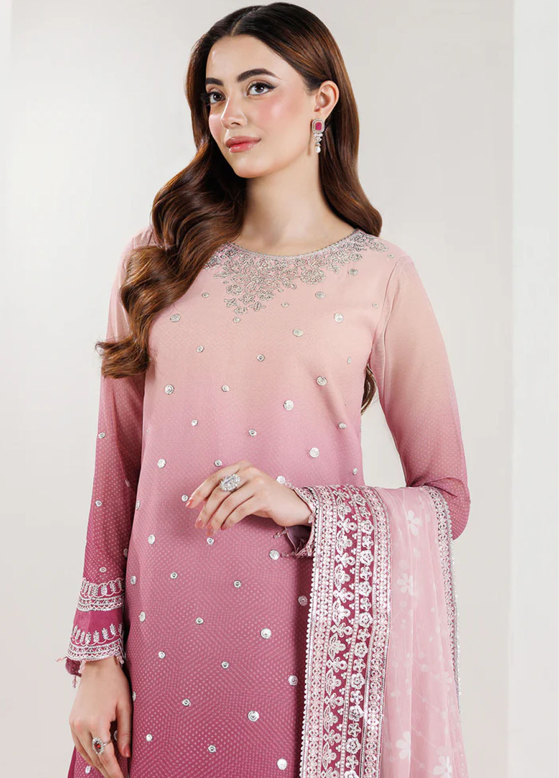 Fiorella By Farasha Embroidered Chiffon 3 Piece Unstitched Suit FSH26FF D-02 ROSETTE BLUSH Fiorella By Farasha Embroidered Chiffon 3 Piece Unstitched Suit FSH26FF D-02 ROSETTE BLUSH