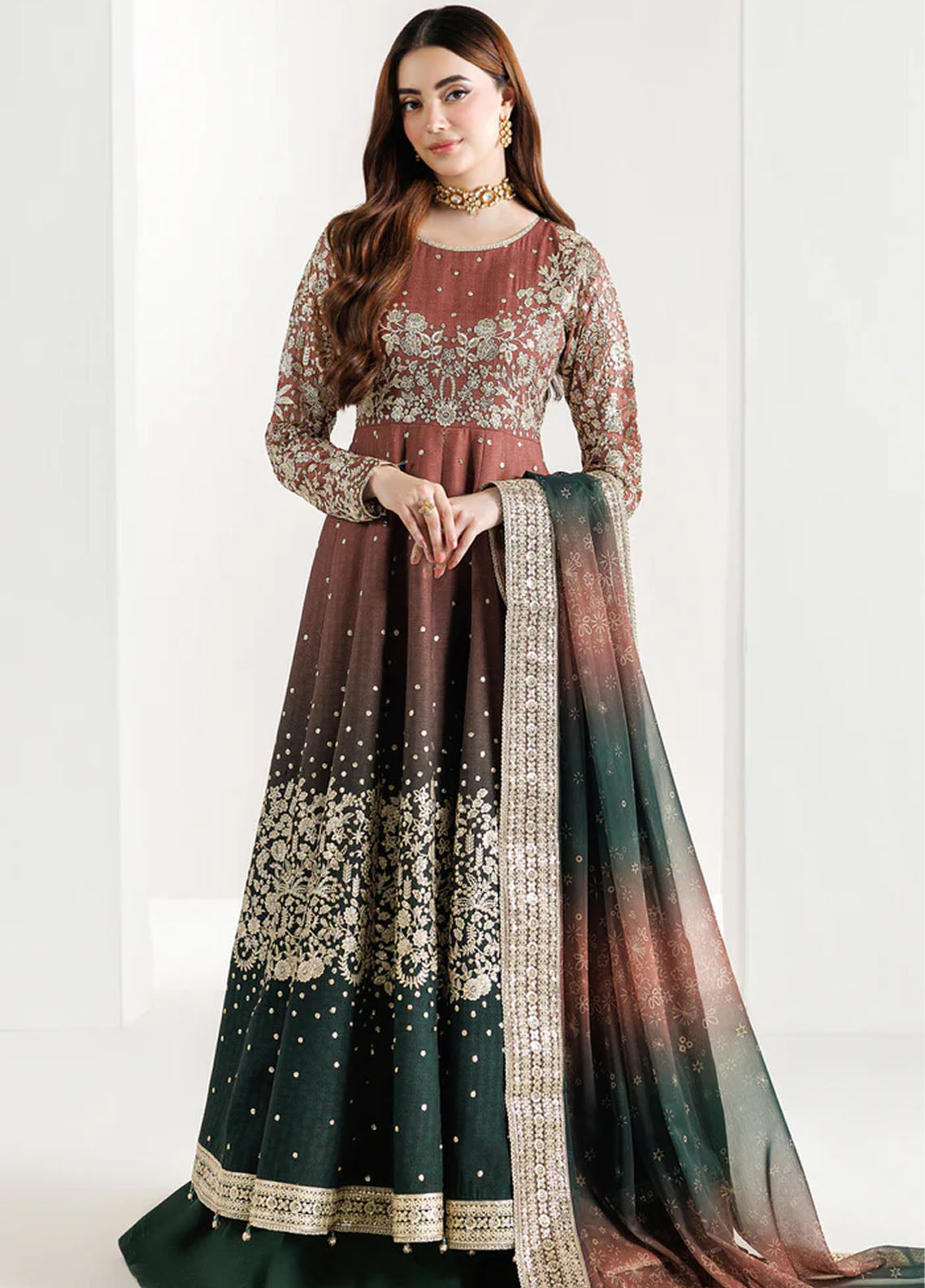 Fiorella By Farasha Embroidered Chiffon 3 Piece Unstitched Suit FSH26FF D-03 RUSTIC GLOW Fiorella By Farasha Embroidered Chiffon 3 Piece Unstitched Suit FSH26FF D-03 RUSTIC GLOW